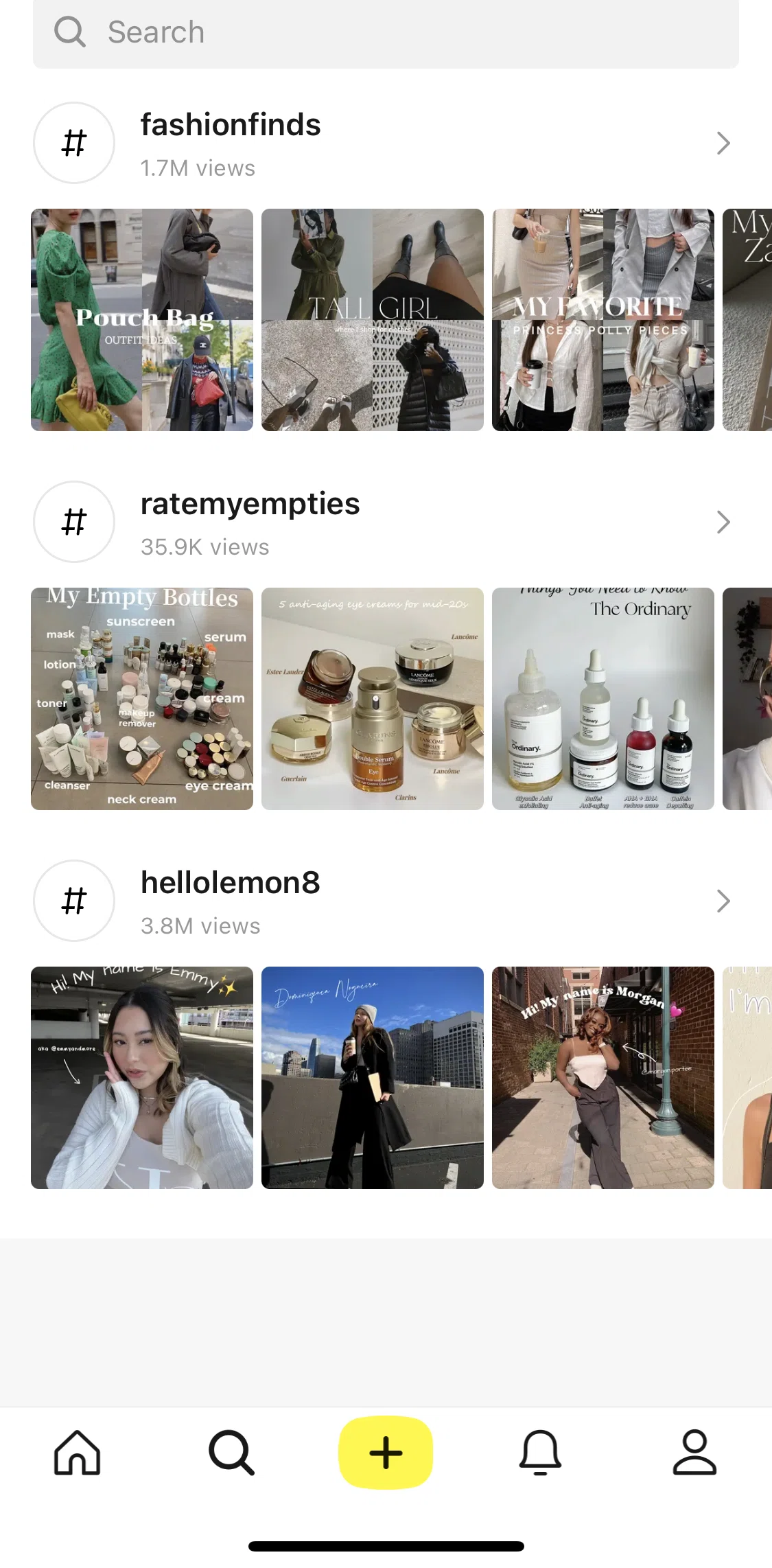 Lemon8 Screen screen in the Hashtag detail flow