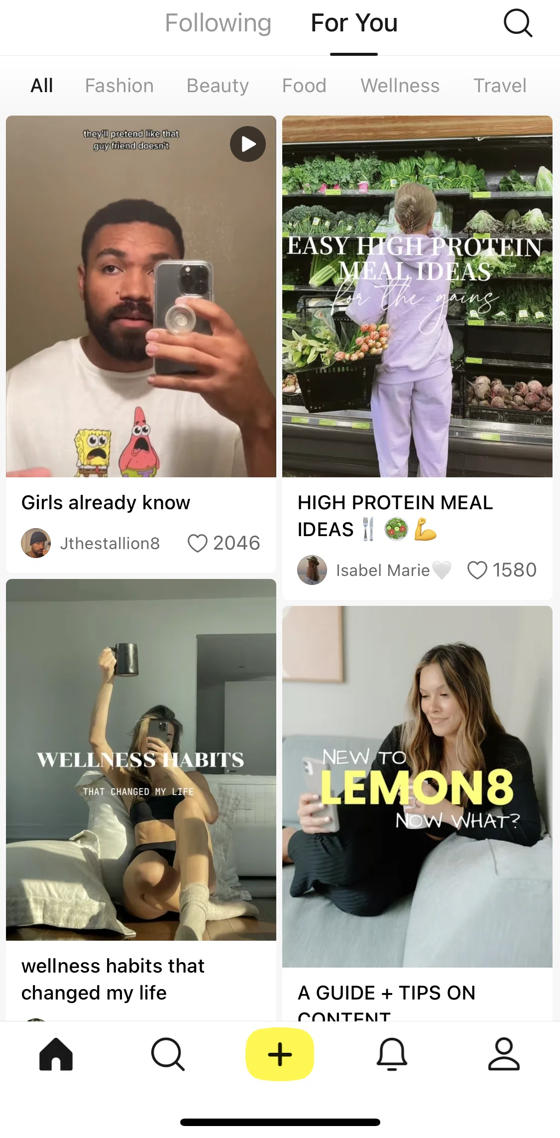 Lemon8 Screen screen in the Home flow