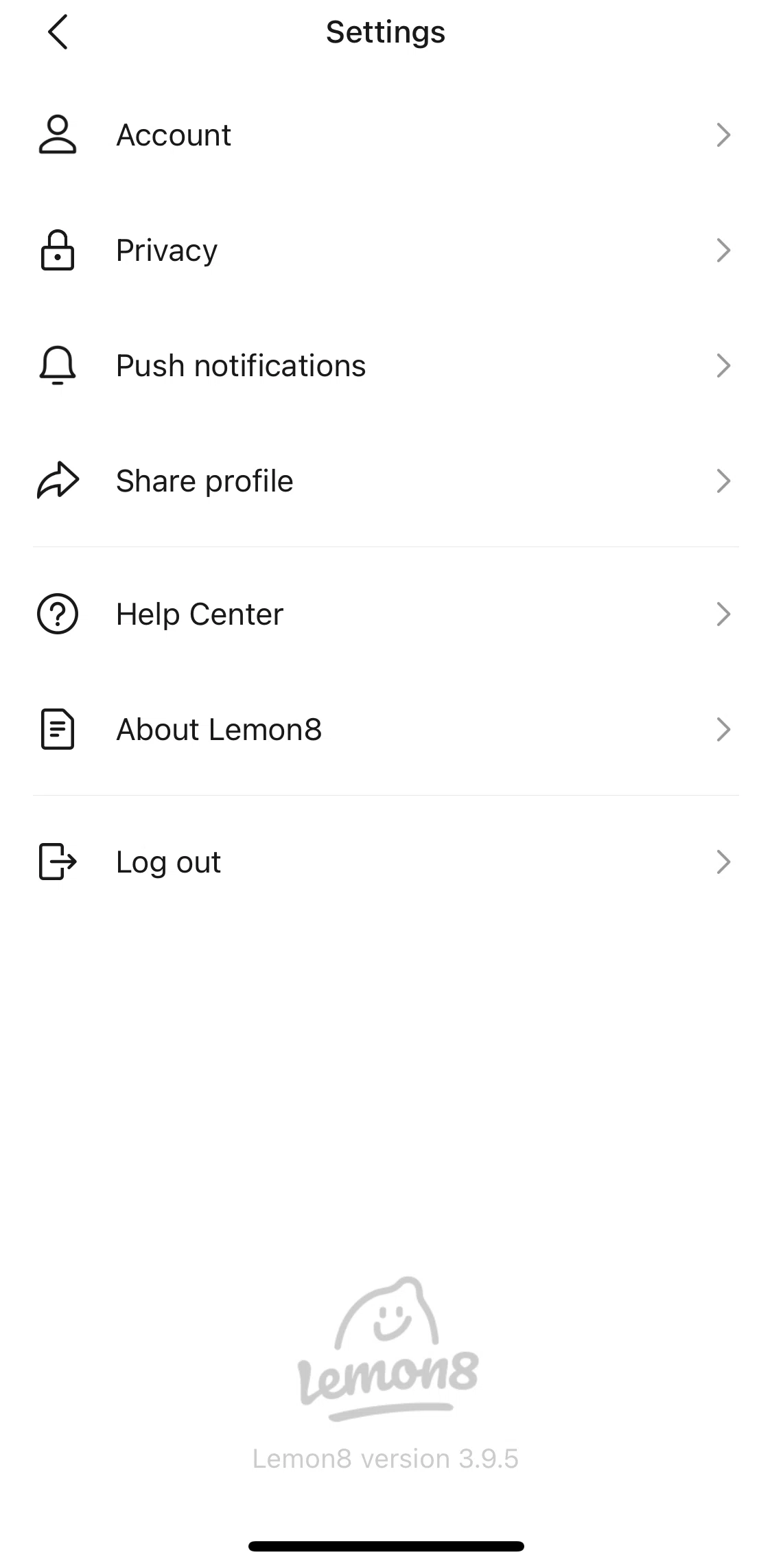 Lemon8 Screen screen in the Logging out flow