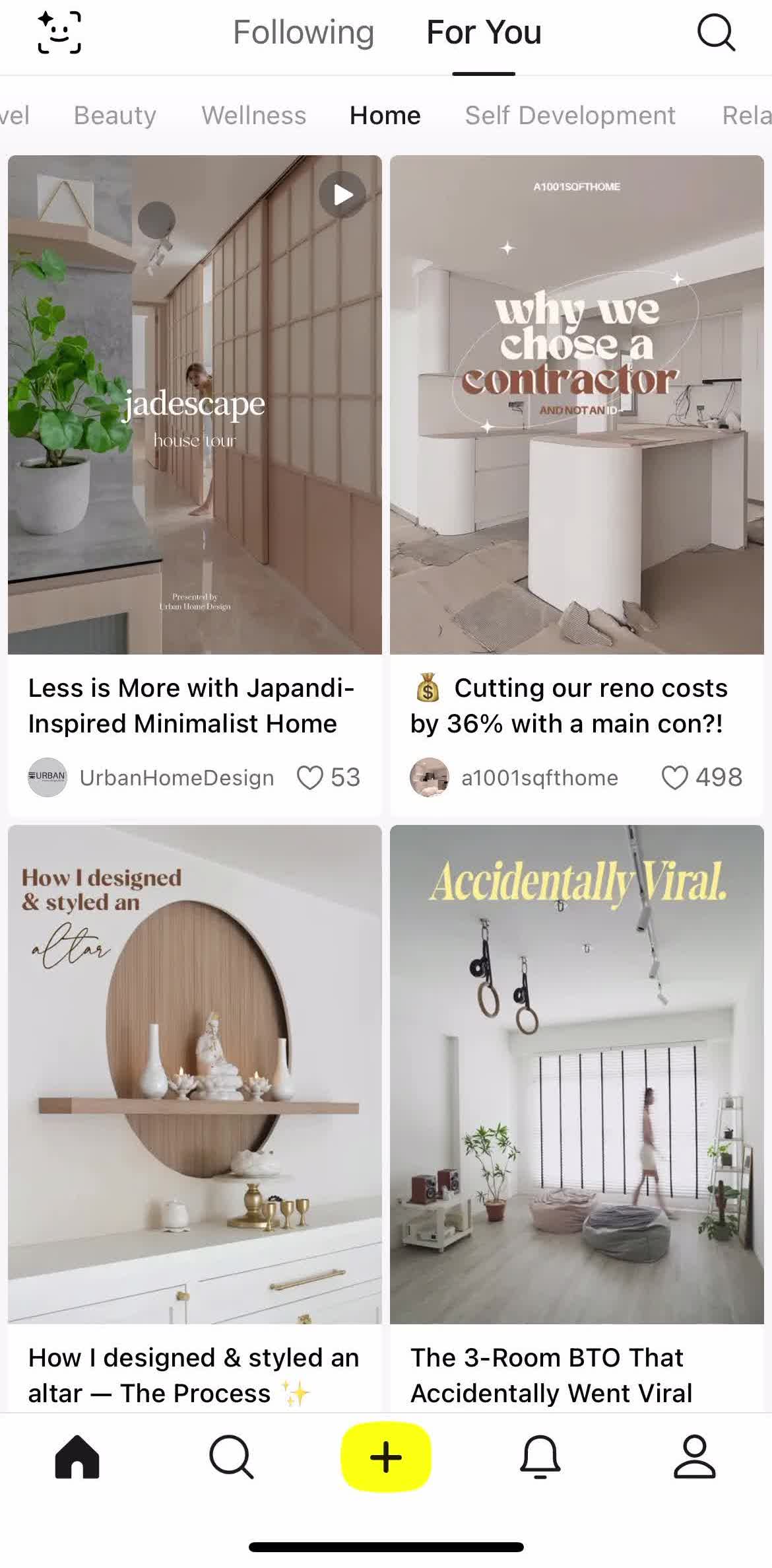 Lemon8 Home screen in the Saving flow