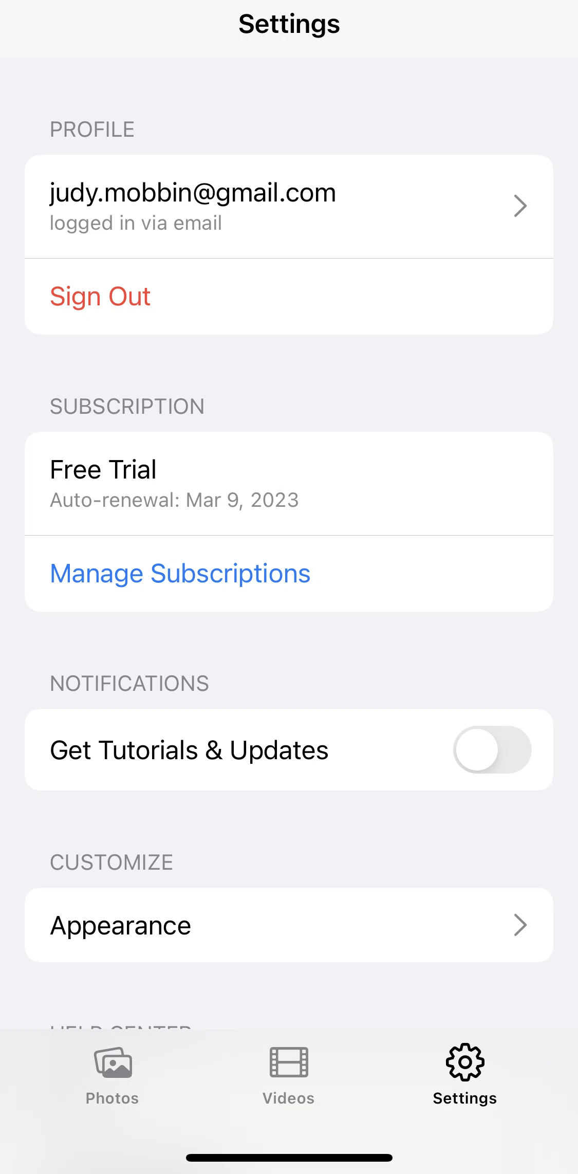 Lensa AI Screen screen in the Logging out flow