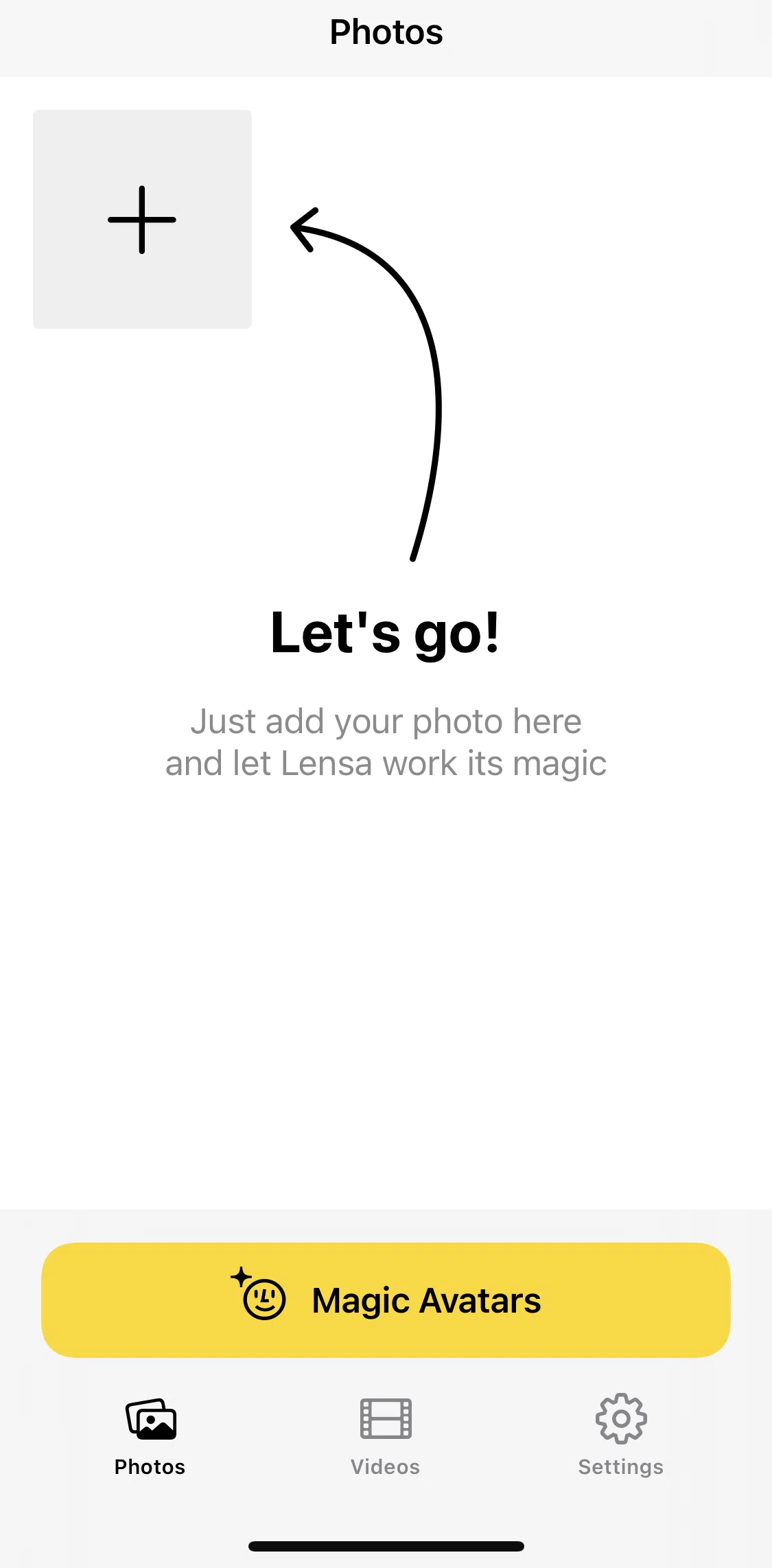 Lensa AI Screen screen in the Photos flow