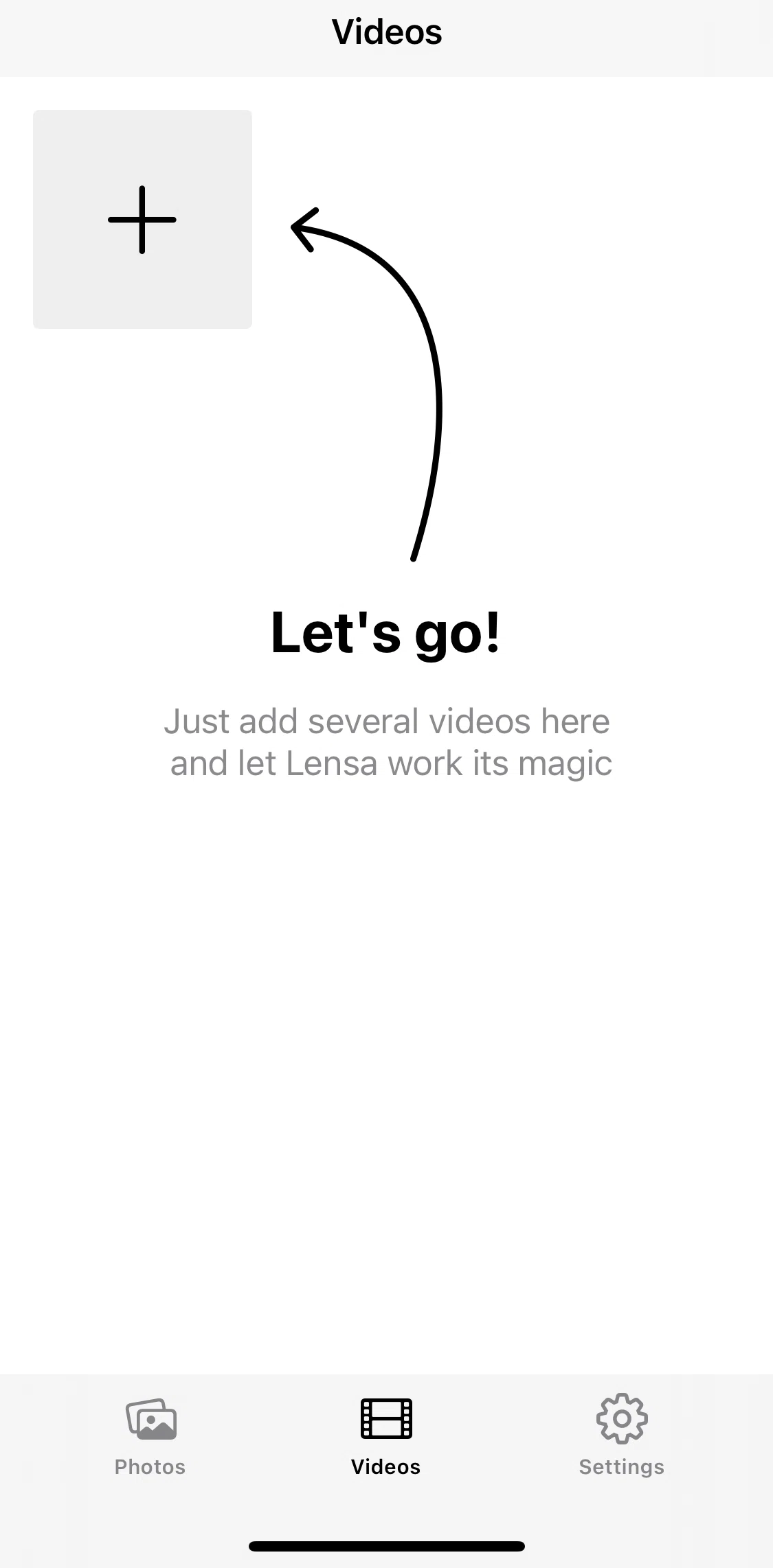 Lensa AI Screen screen in the Uploading and editing a video flow