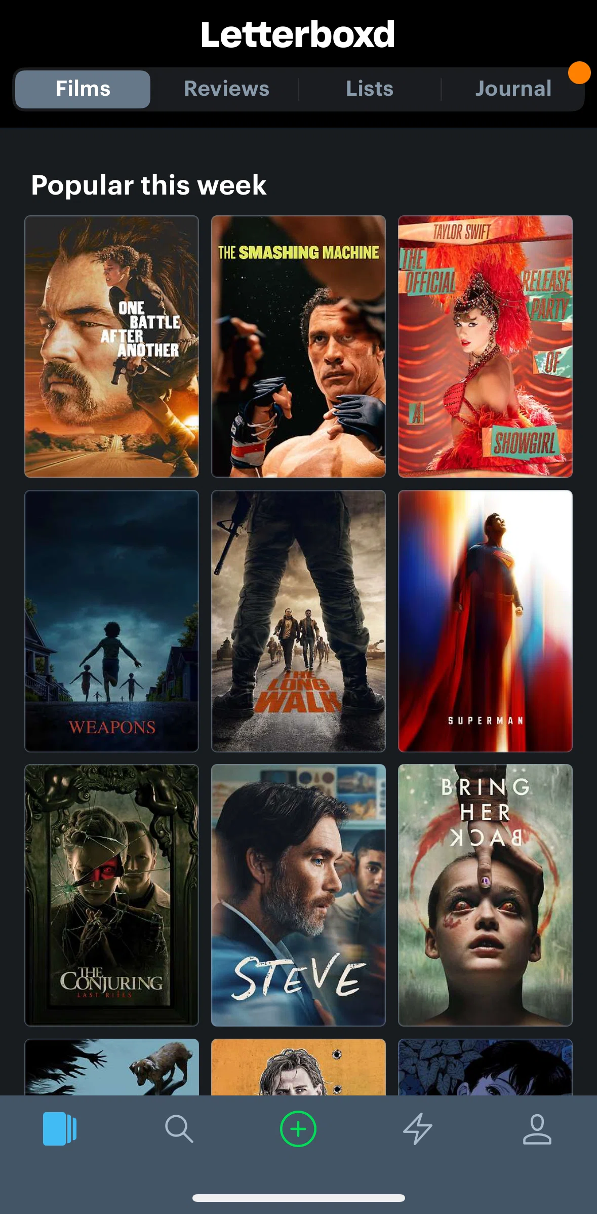 Letterboxd Screen screen in the Account flow