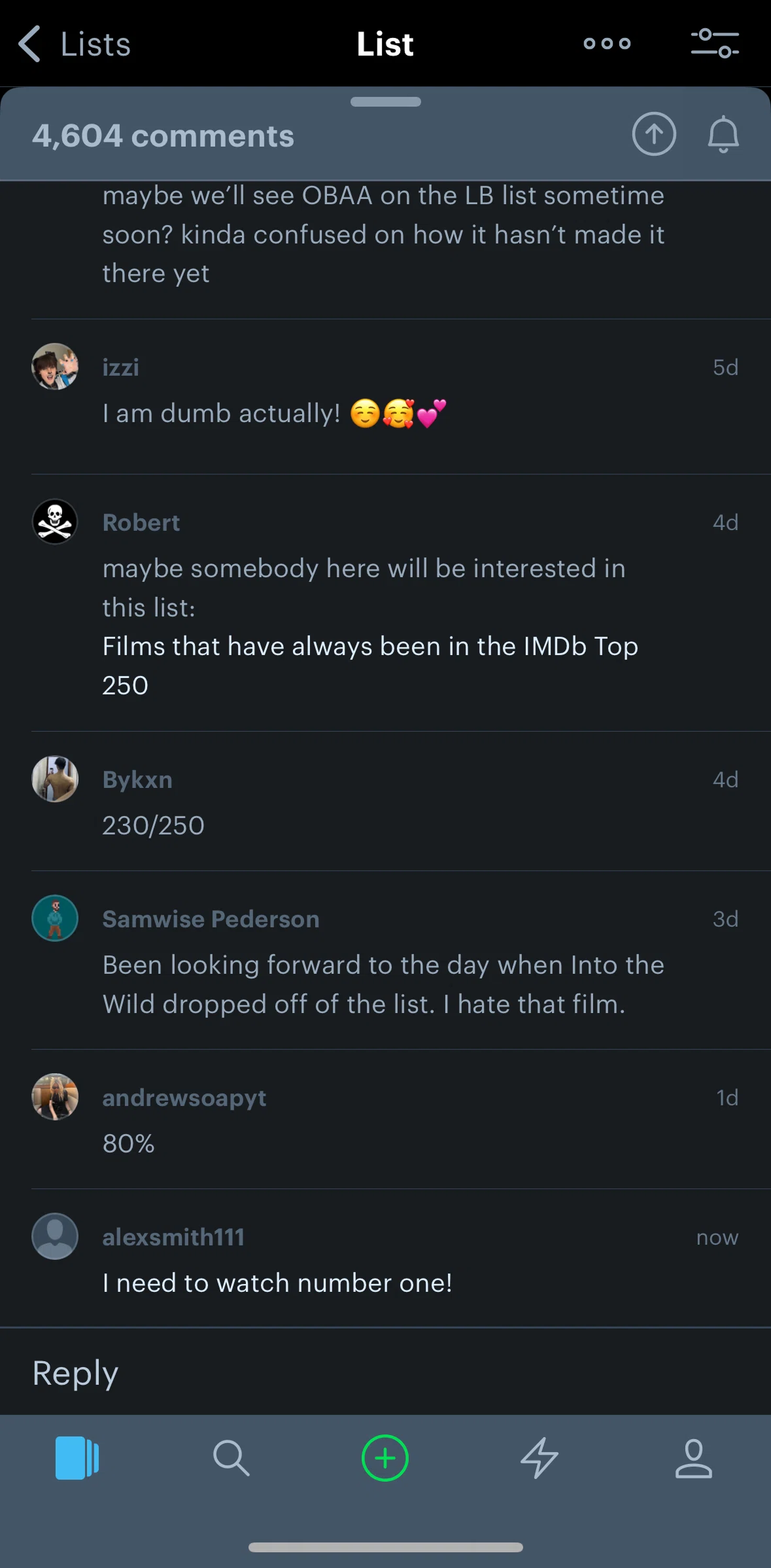 Letterboxd Screen screen in the Deleting a comment flow