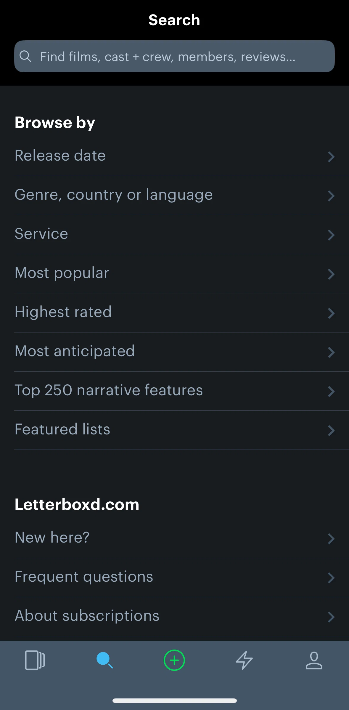 Letterboxd Screen screen in the Filtering films by release date flow