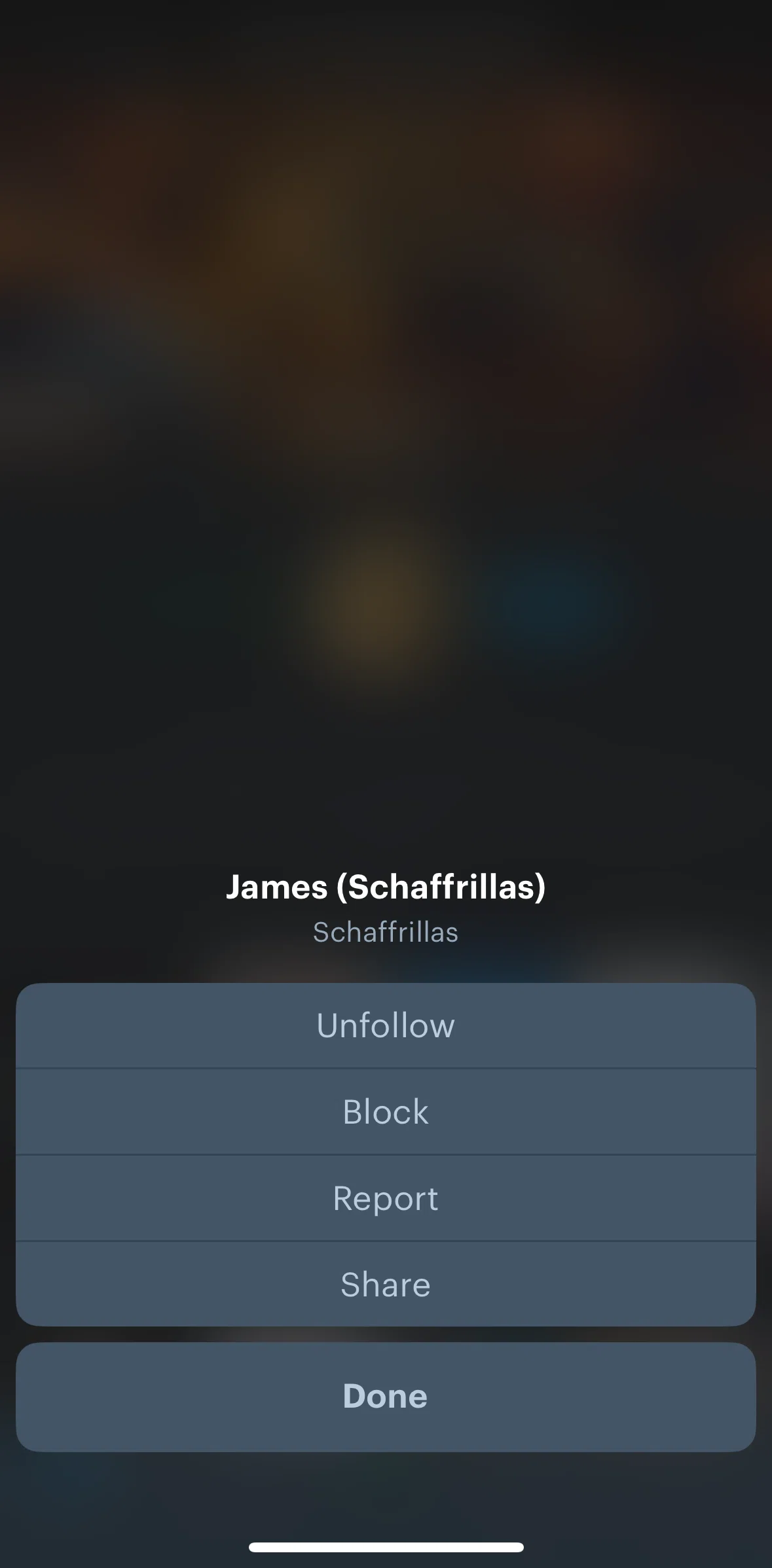 Letterboxd Screen screen in the Reporting a user flow