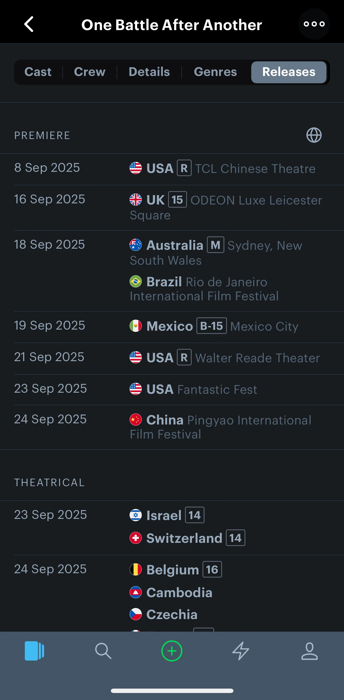 Letterboxd Screen screen in the Switching to country view flow