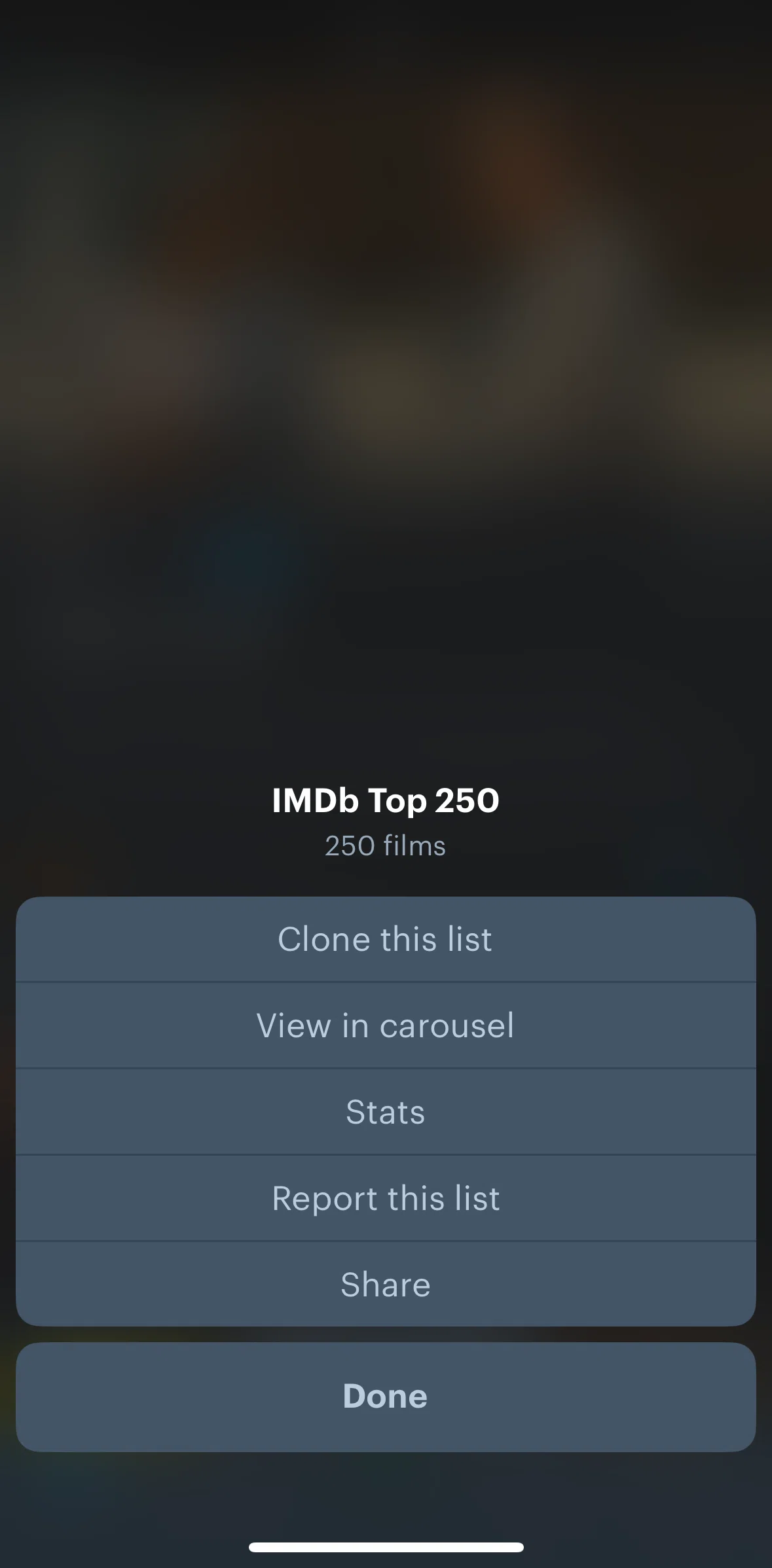 Letterboxd Screen screen in the View list in carousel flow