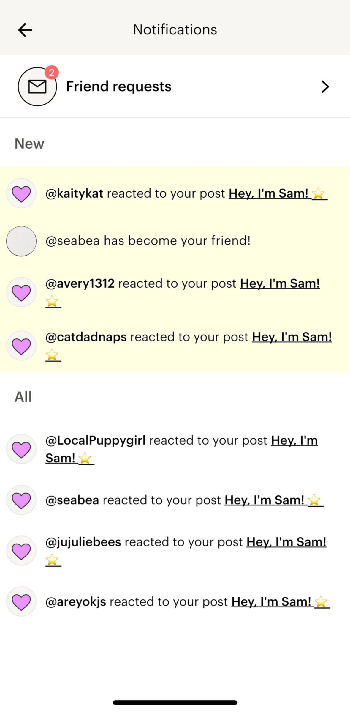 Lex Screen screen in the Accepting a friend request flow