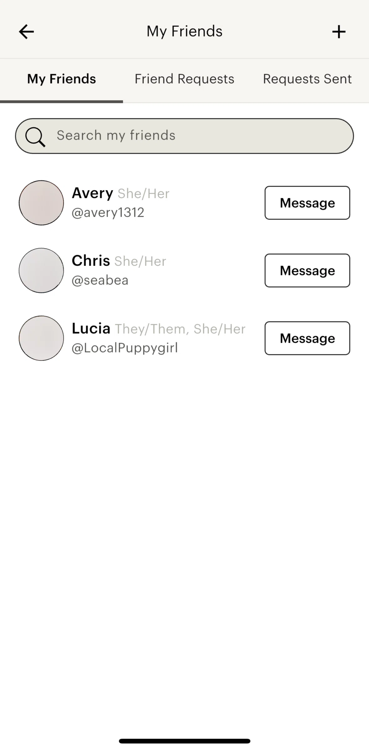 Lex Screen screen in the Adding a friend flow