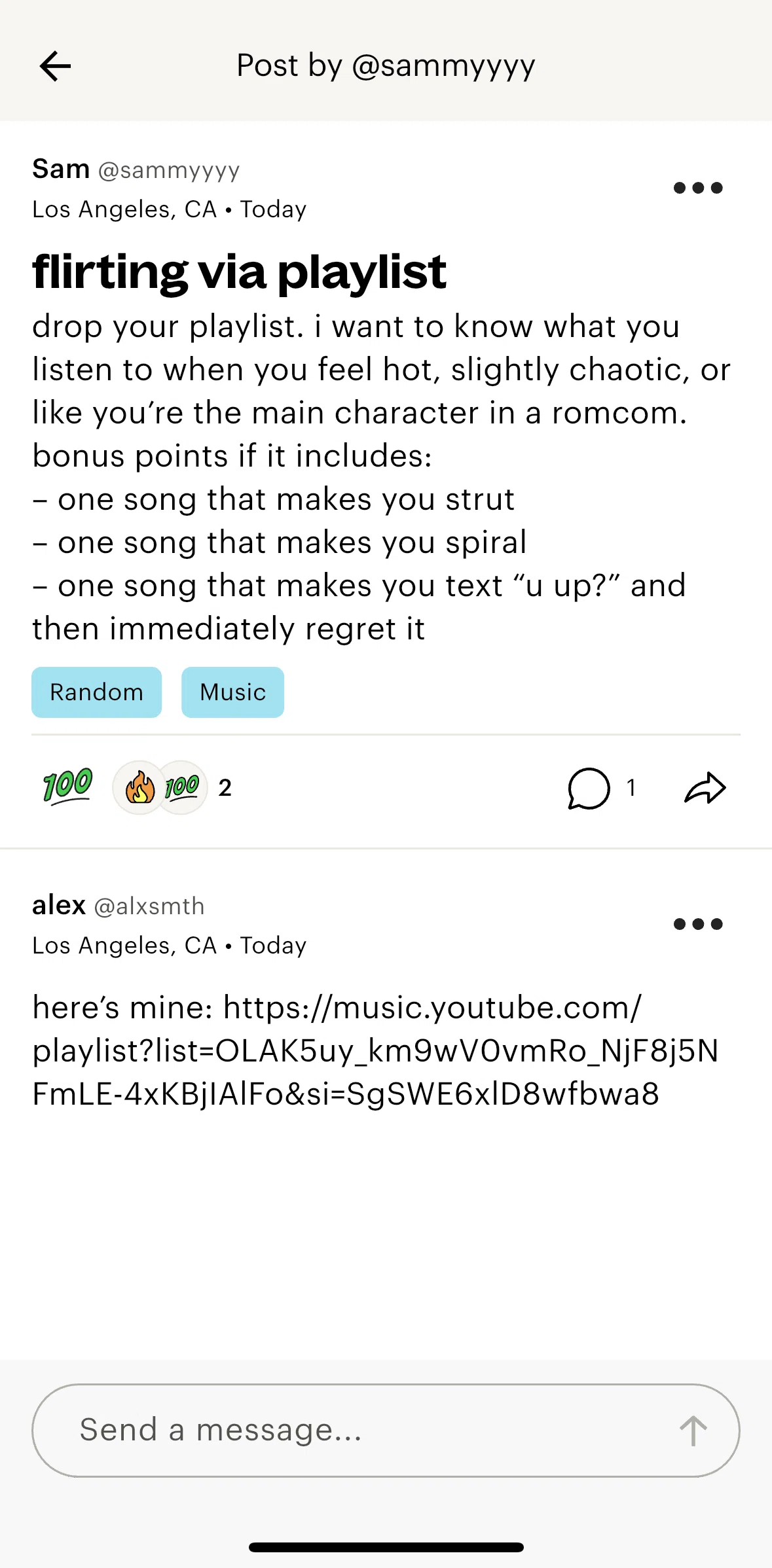 Lex Screen screen in the Commenting on a post flow