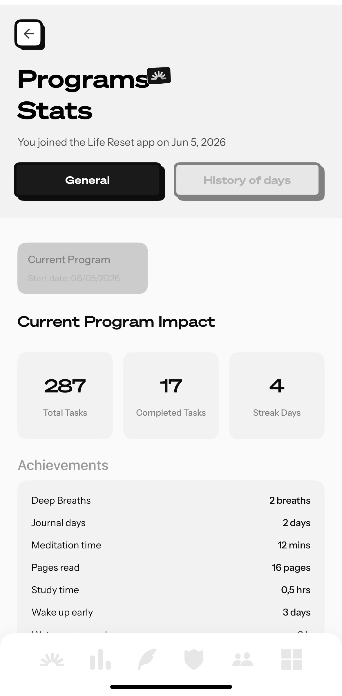 Life Reset Screen screen in the General flow