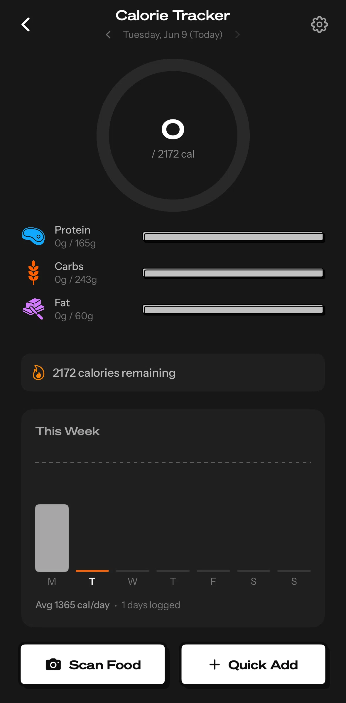 Life Reset Screen screen in the Scanning food flow