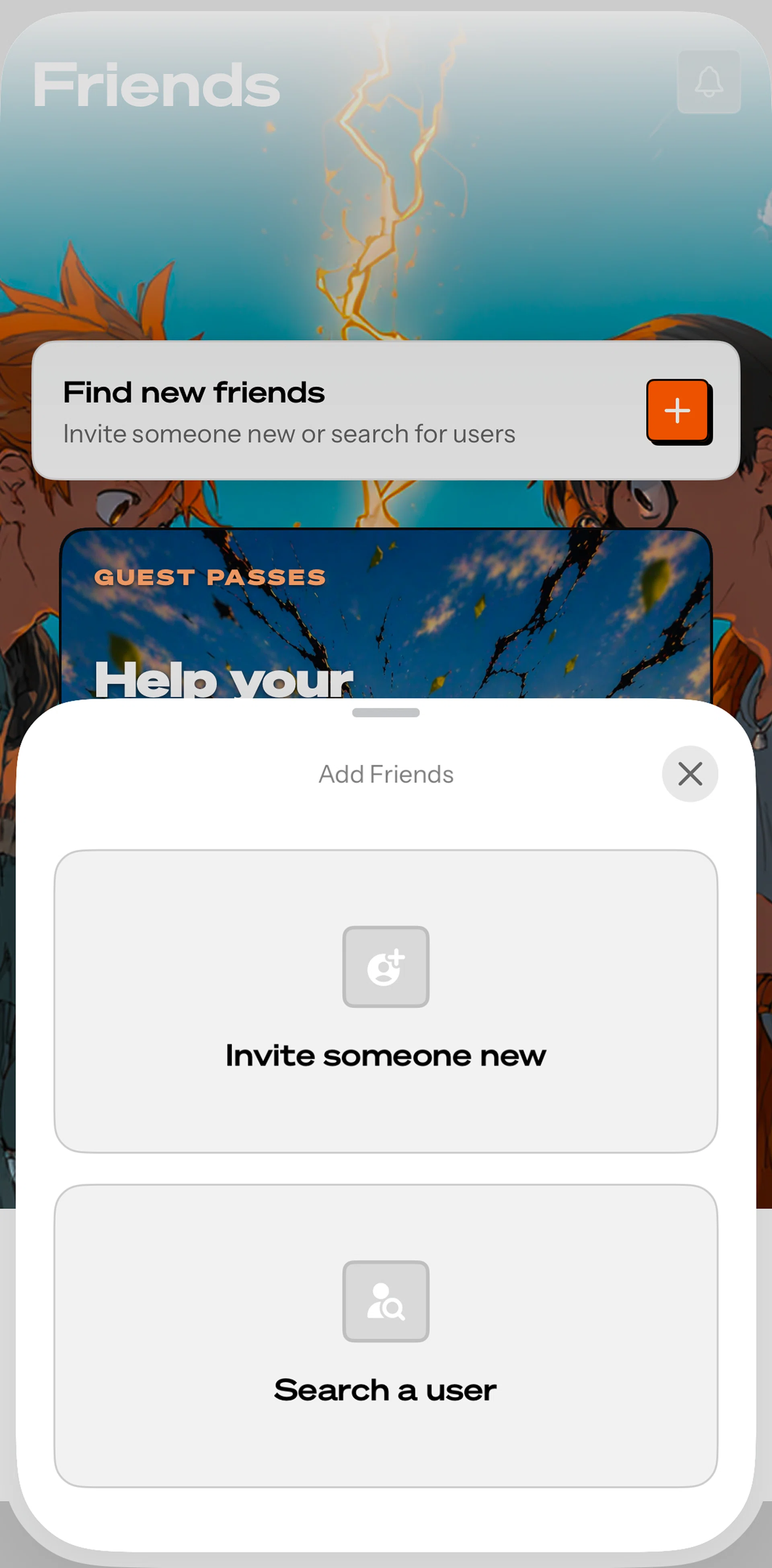Life Reset Screen screen in the Sending a friend request (invite code) flow