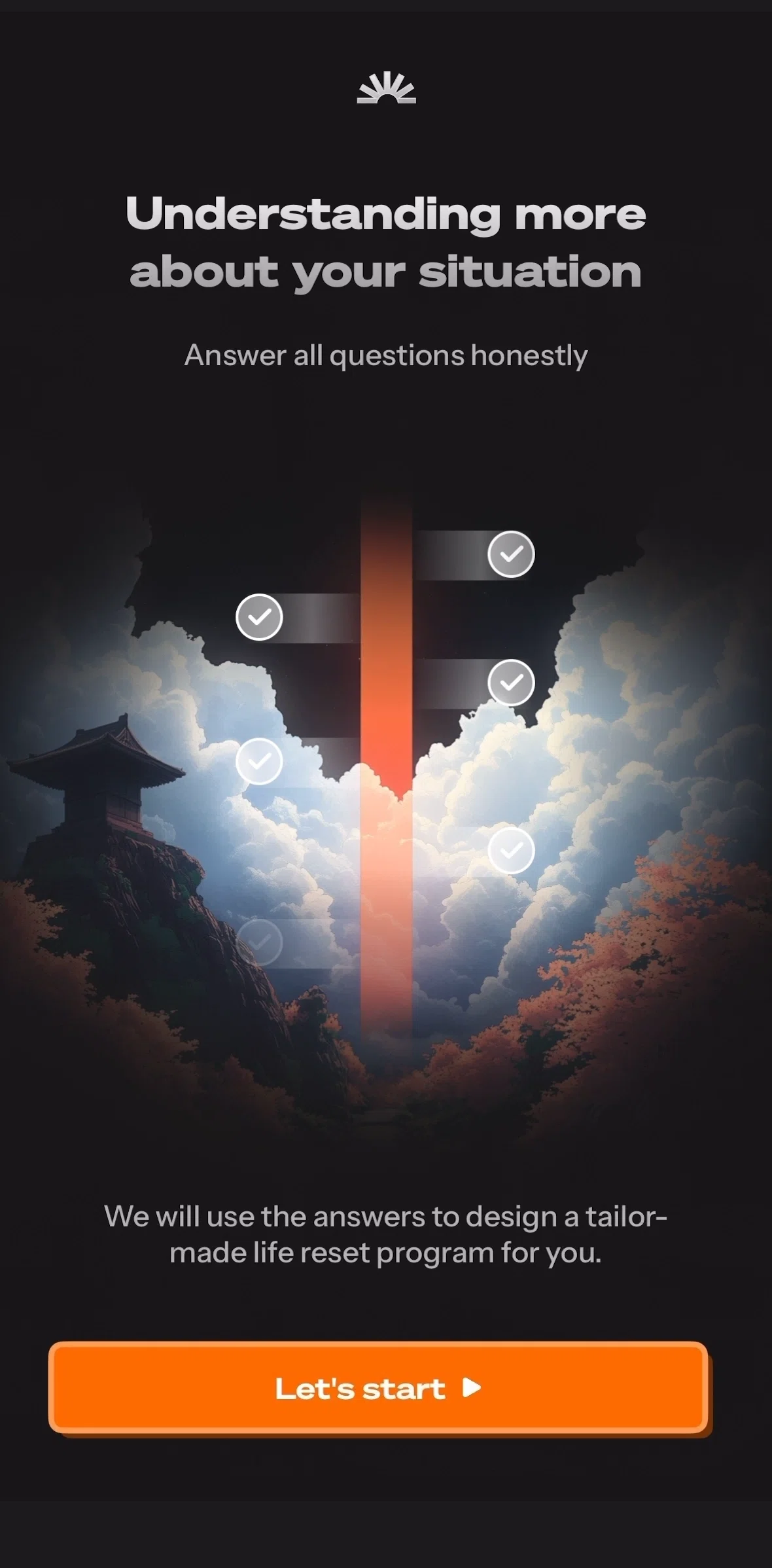 Life Reset Screen screen in the Setting up profile flow
