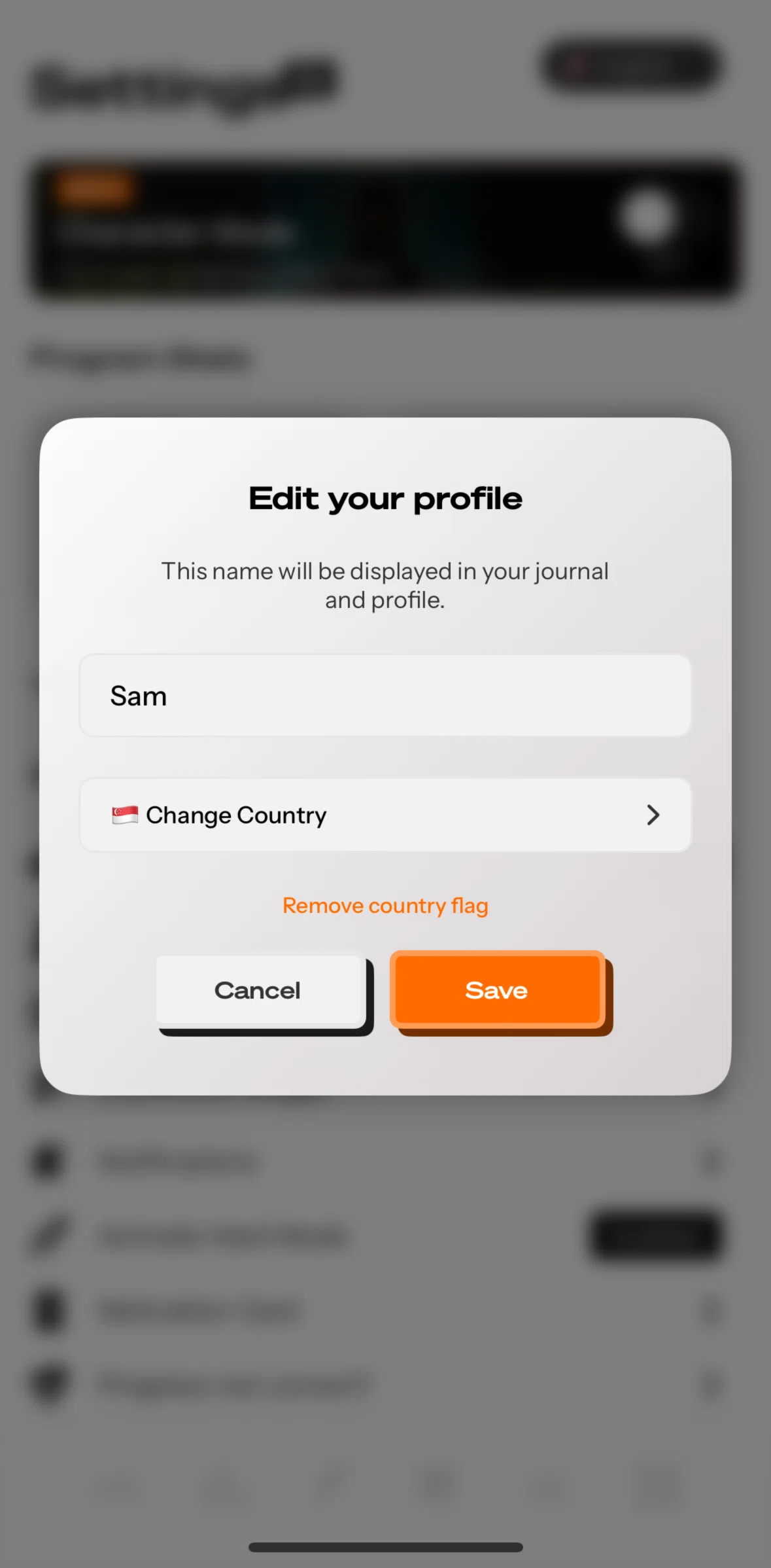 Life Reset Screen screen in the Updating country flow