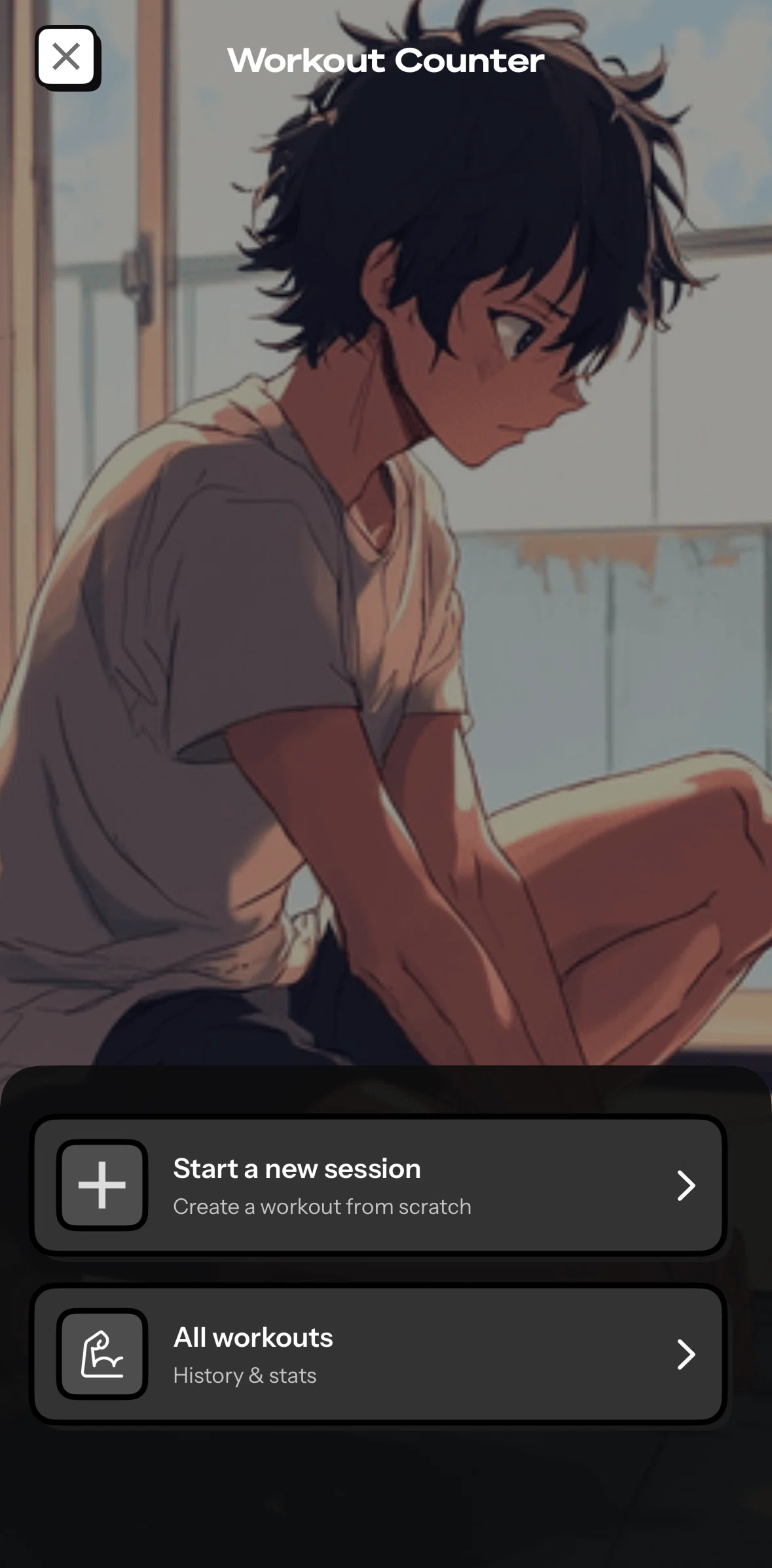 Life Reset Screen screen in the Workout history flow
