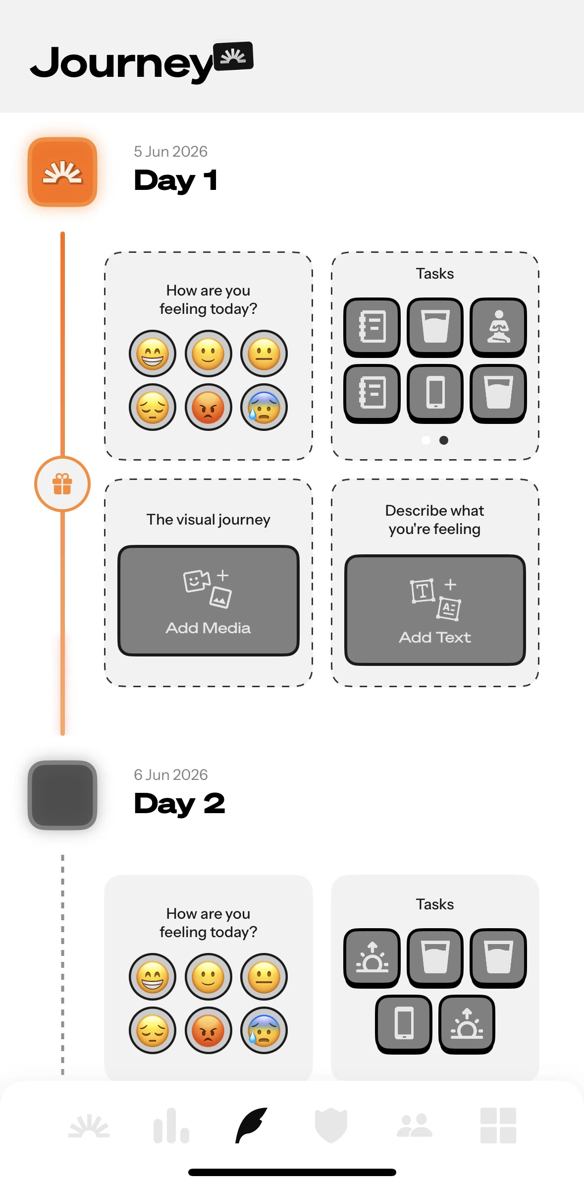 Life Reset Screen screen in the Writing a journal flow