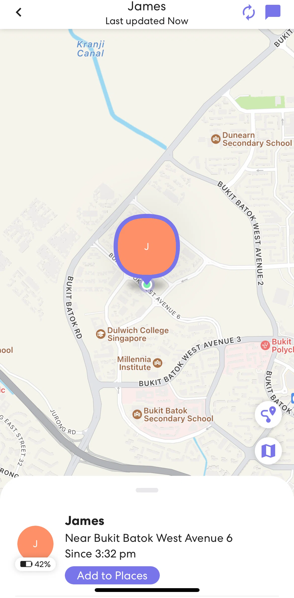 Life360 Screen screen in the Chat flow