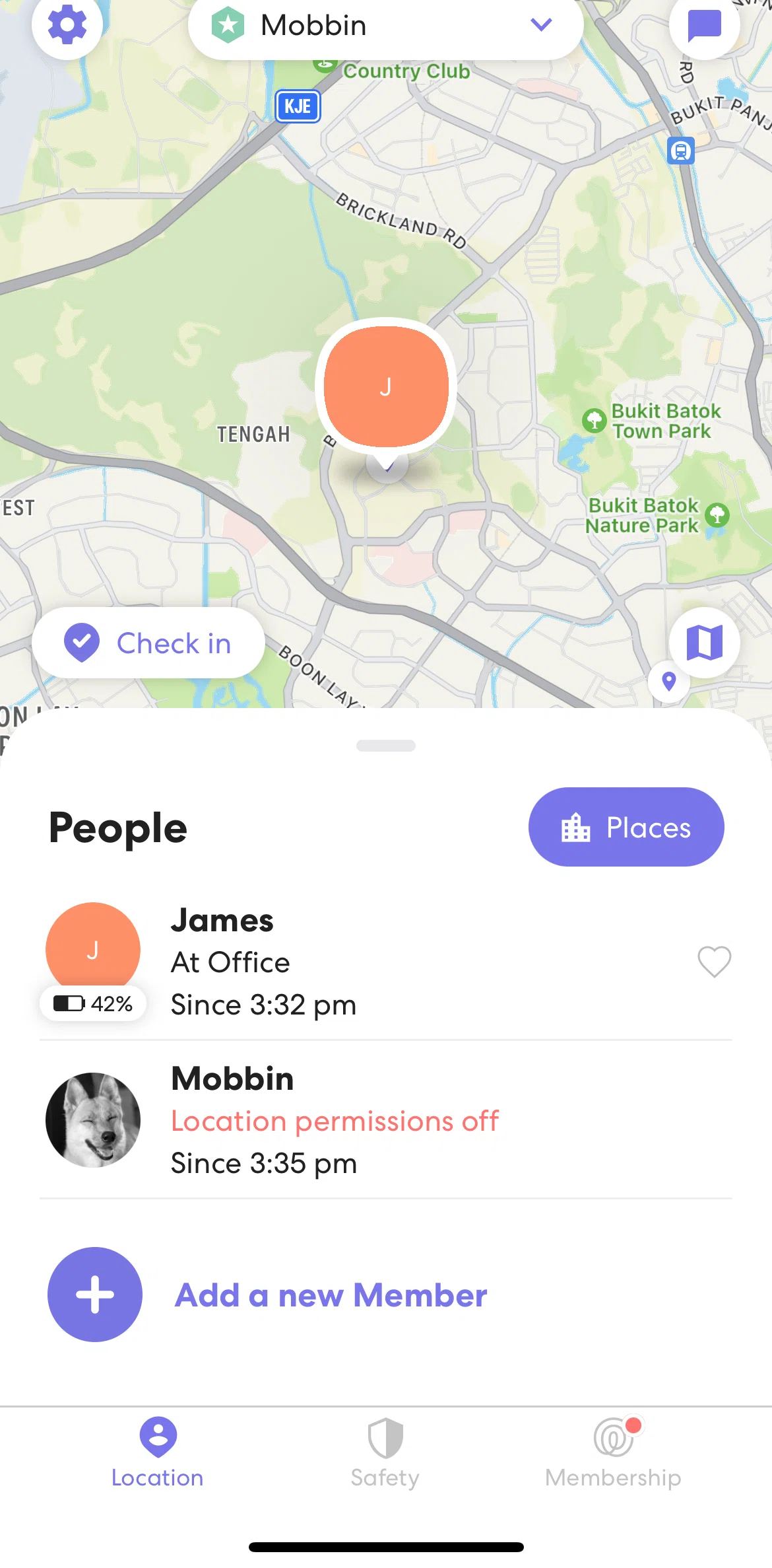 Life360 Screen screen in the Creating a bubble flow