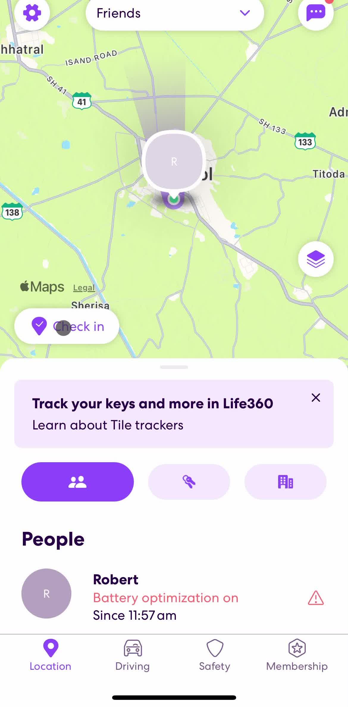 Life360 Home screen in the General Browsing flow
