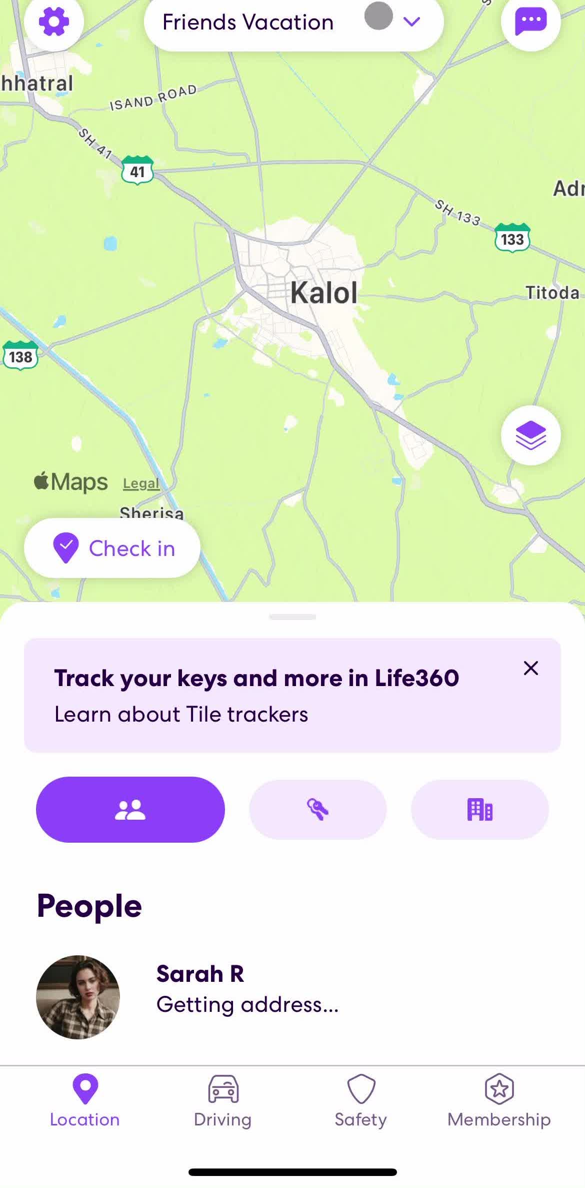 Life360 Home screen in the Joining A Circle flow