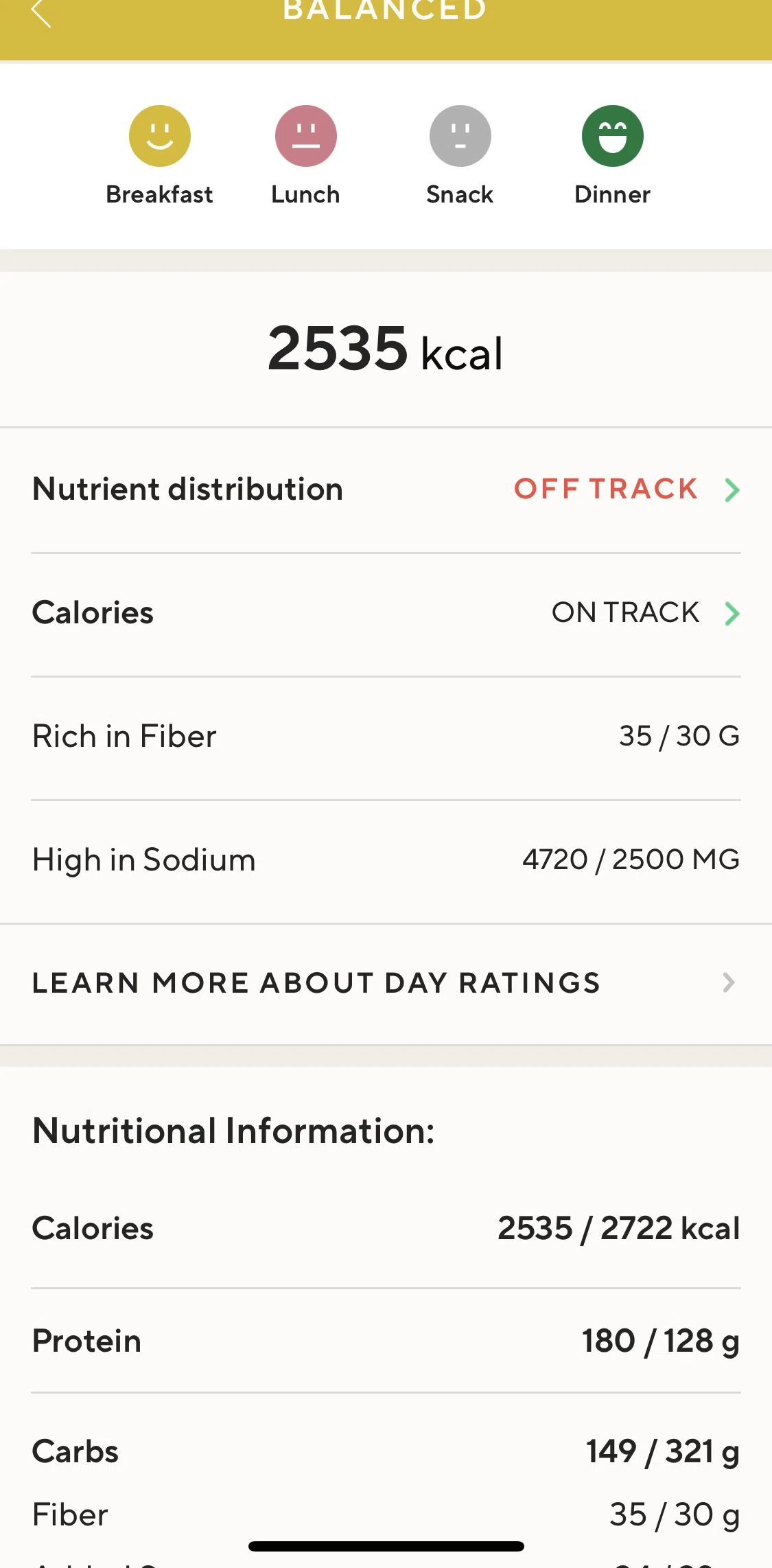 Lifesum Screen screen in the About life rating flow