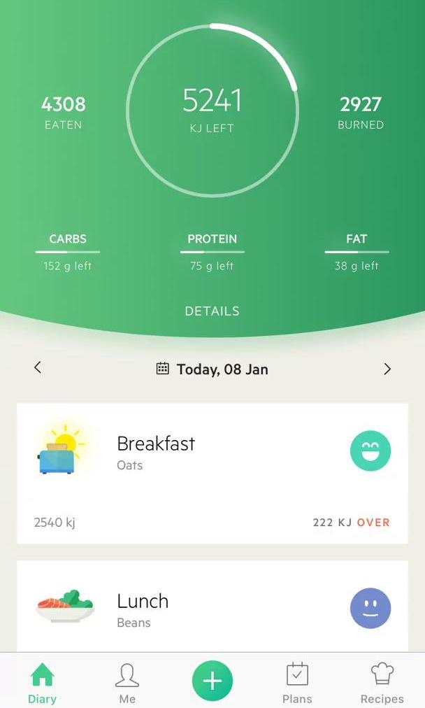 Lifesum Dashboard screen in the Analytics Stats flow