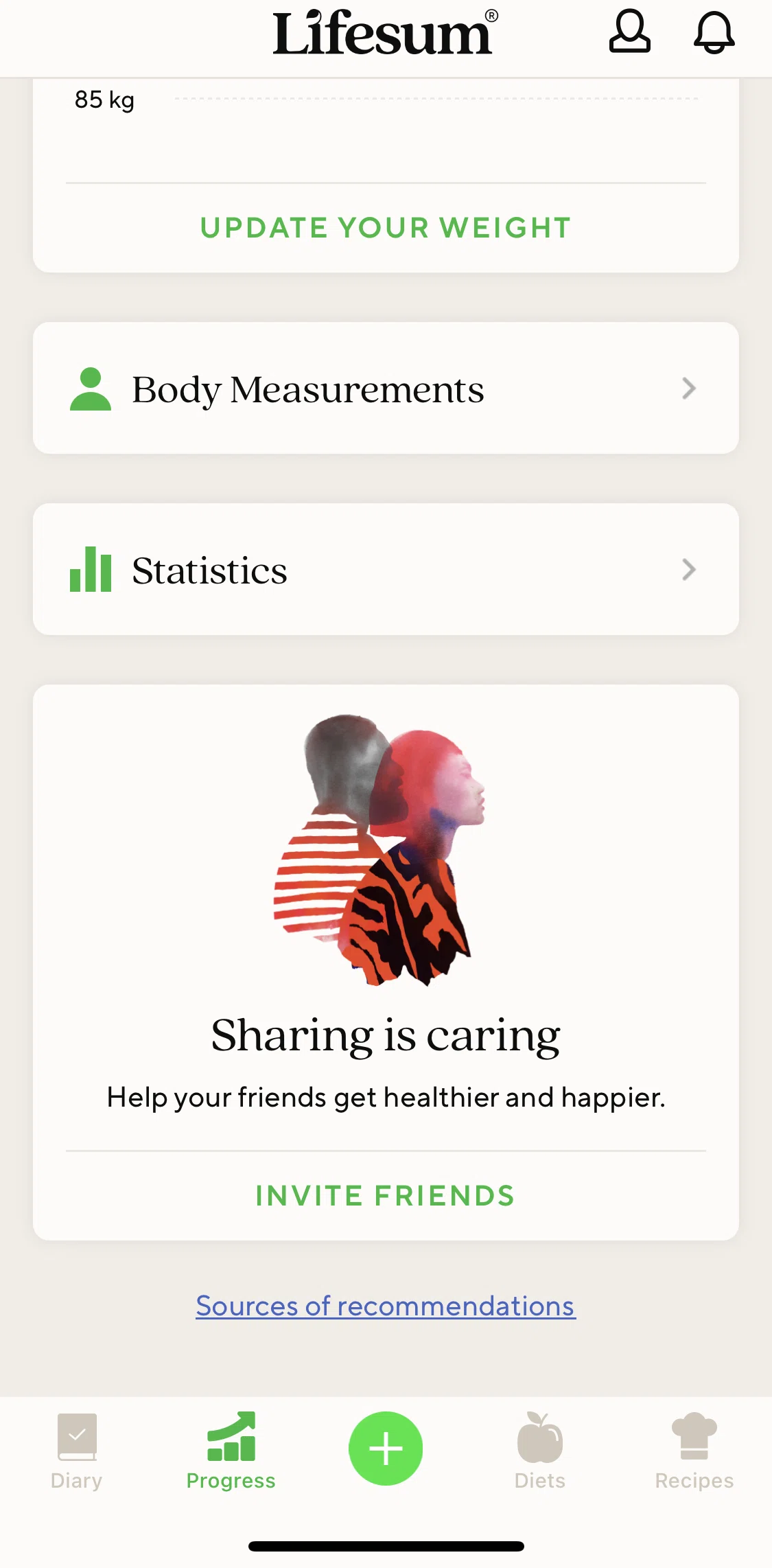 Lifesum Screen screen in the Body measurements flow