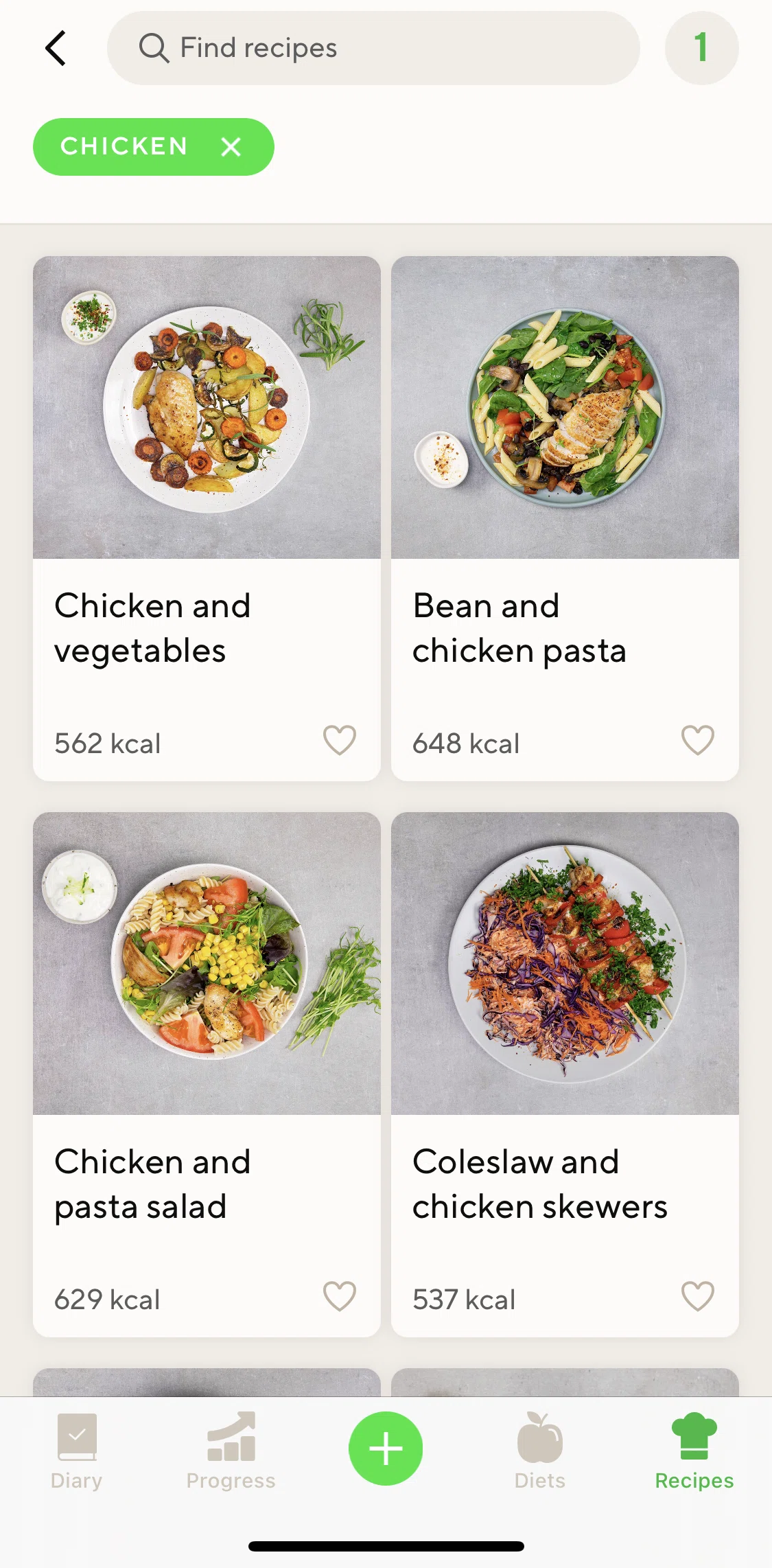 Lifesum Screen screen in the Filtering recipes flow