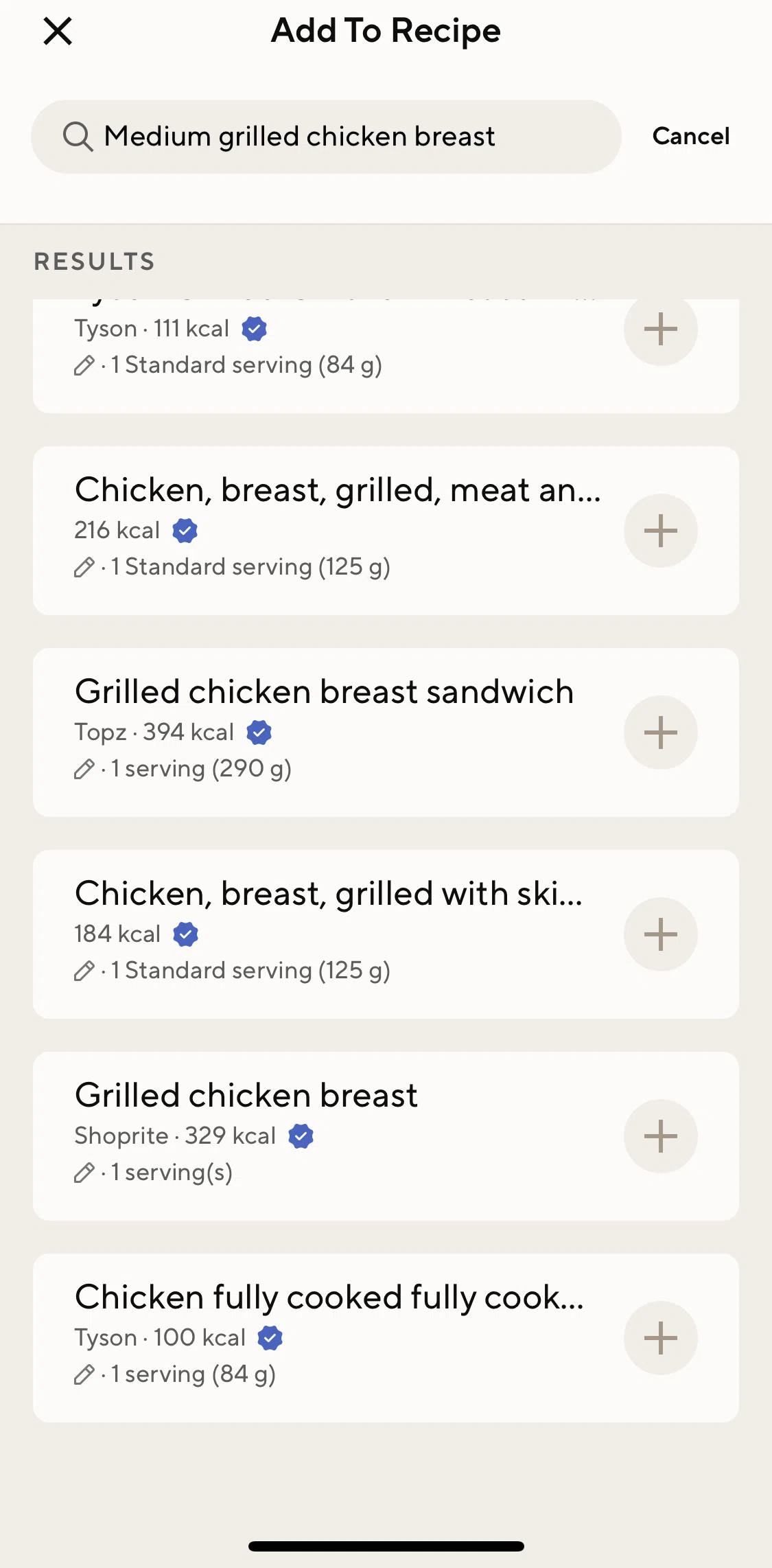 Lifesum Screen screen in the Food detail flow