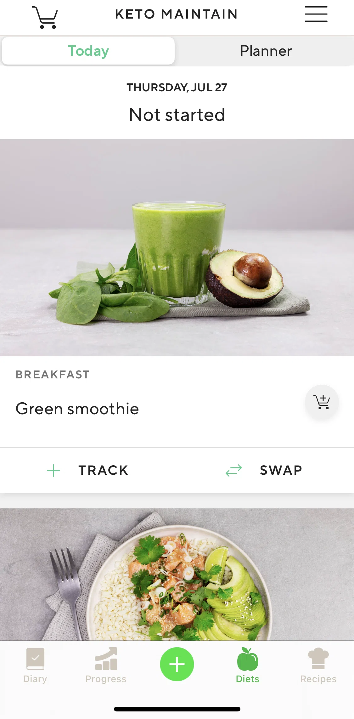 Lifesum Screen screen in the Marking a meal as tracked flow