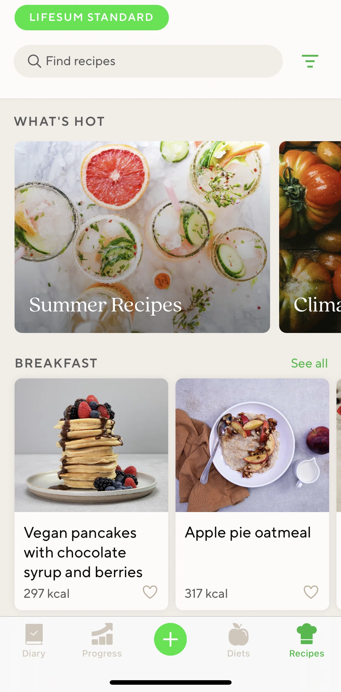 Lifesum Screen screen in the Recipe collection flow