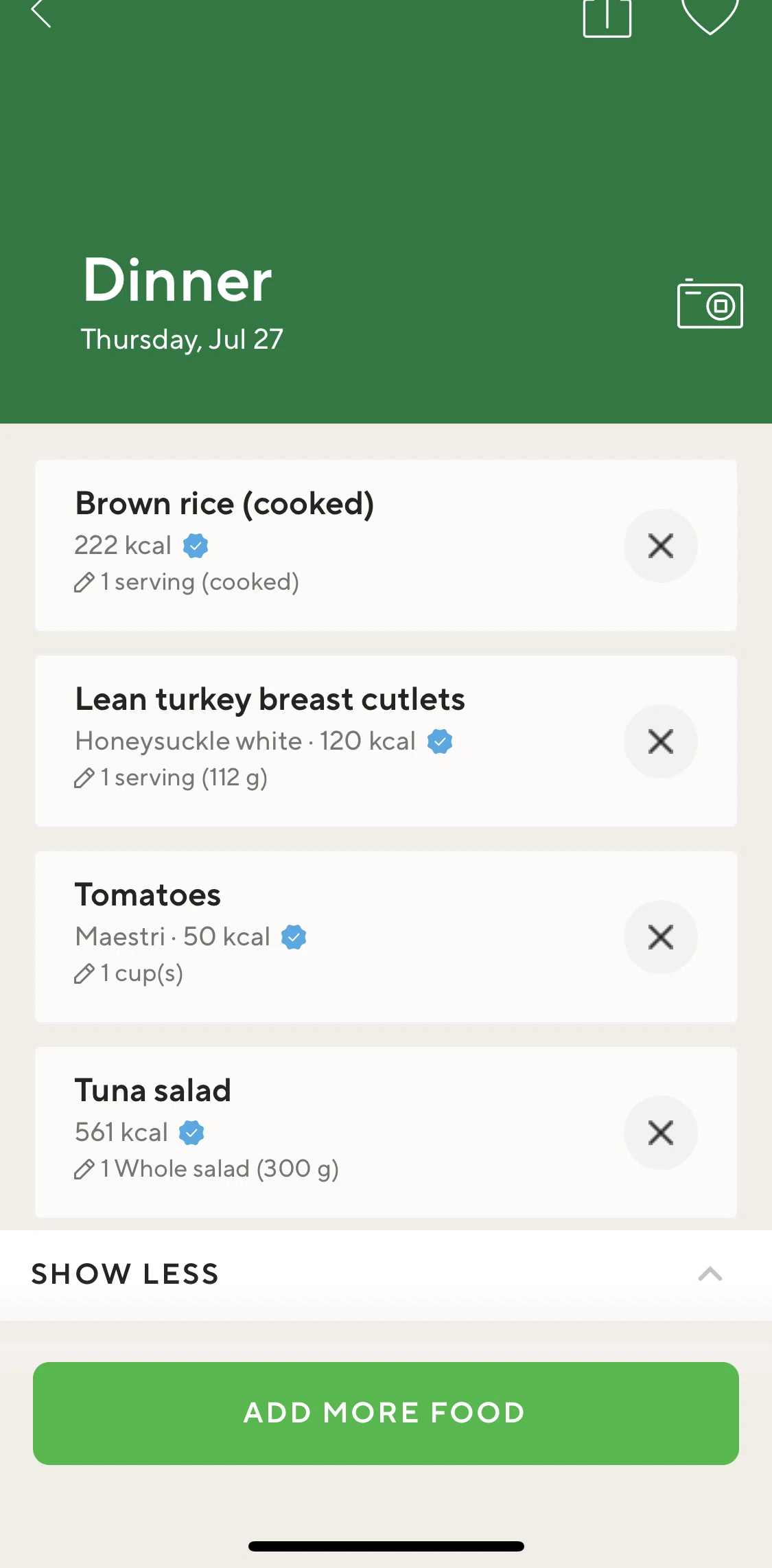 Lifesum Screen screen in the Sharing a meal flow