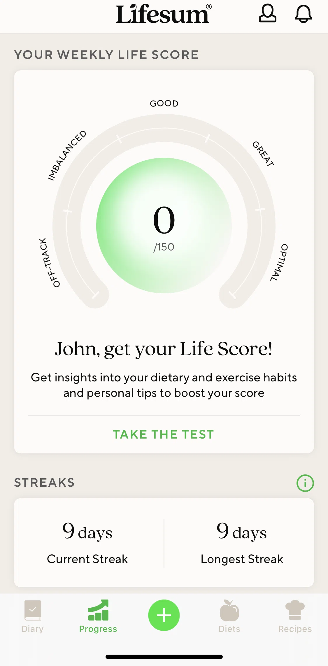 Lifesum Screen screen in the Taking a health test flow