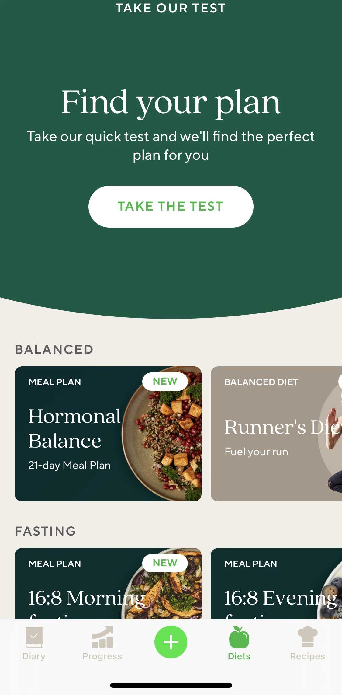 Lifesum Screen screen in the Taking a meal plan test flow