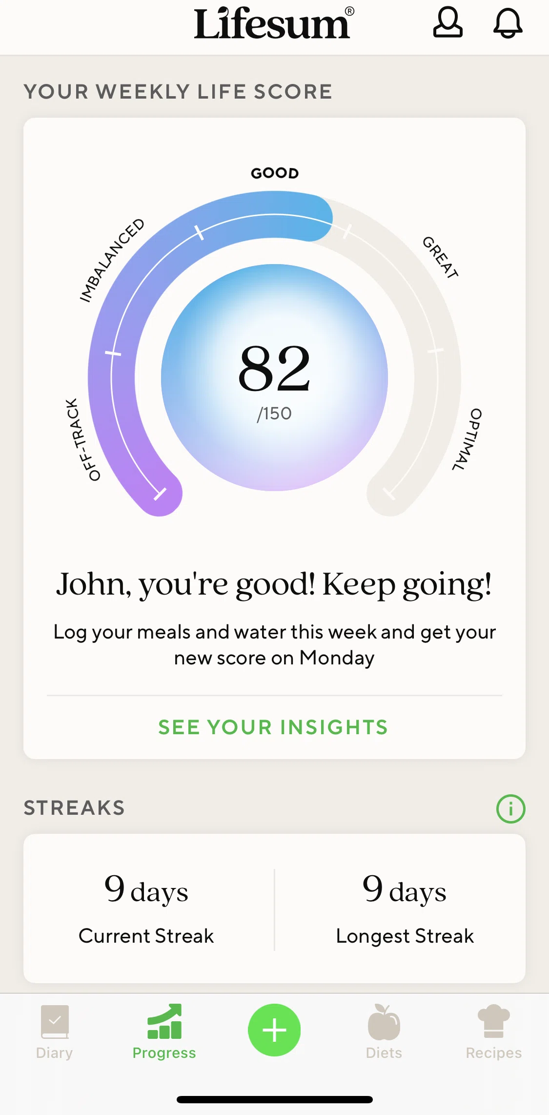 Lifesum Screen screen in the Weekly insights flow