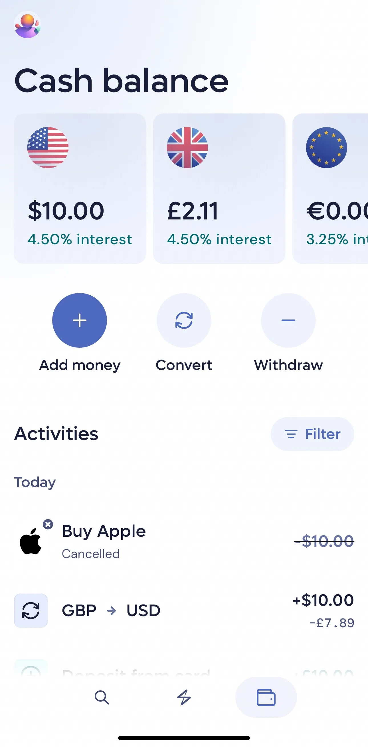 Lightyear Screen screen in the Converting money flow