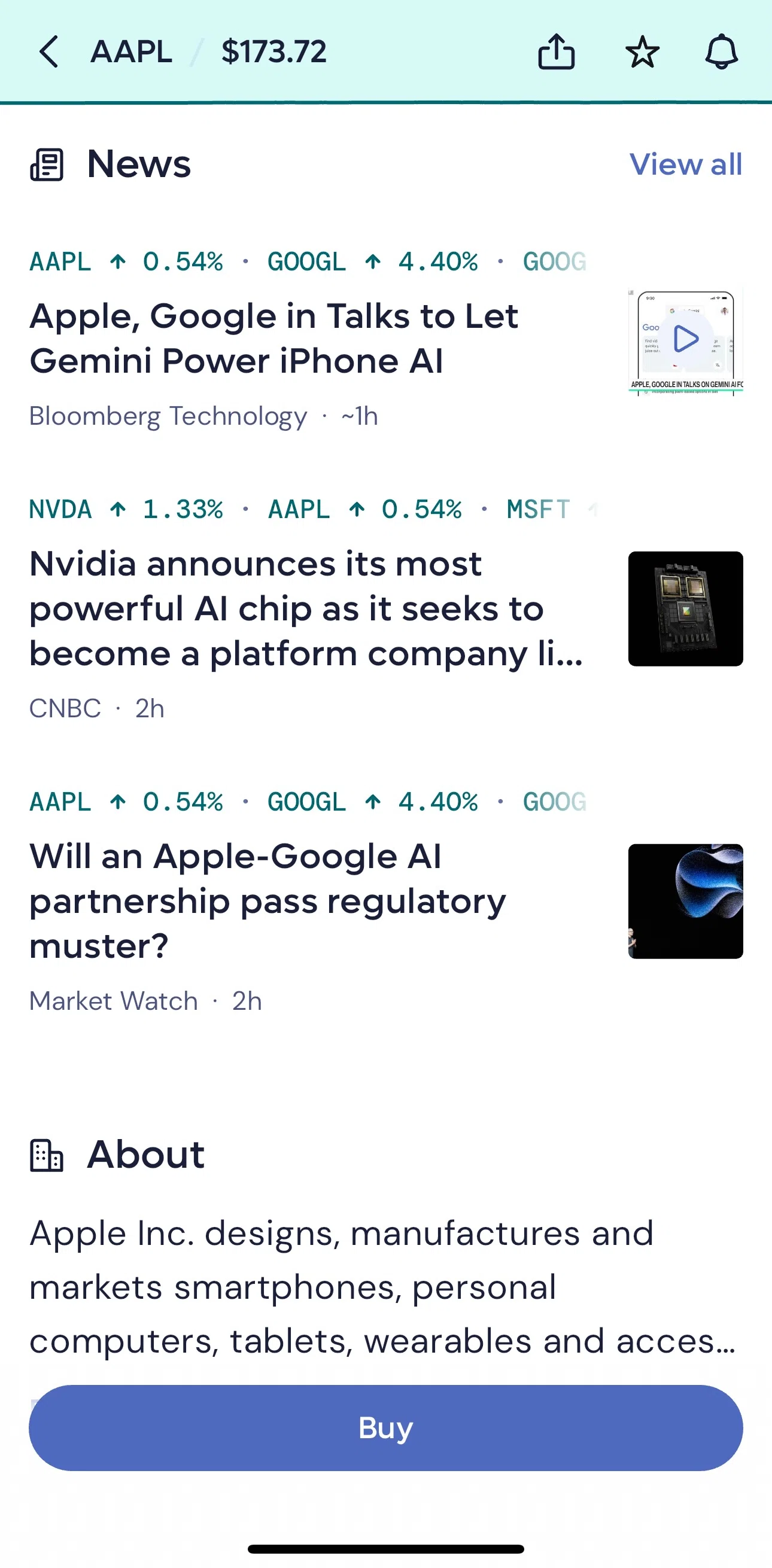 Lightyear Screen screen in the View news article flow