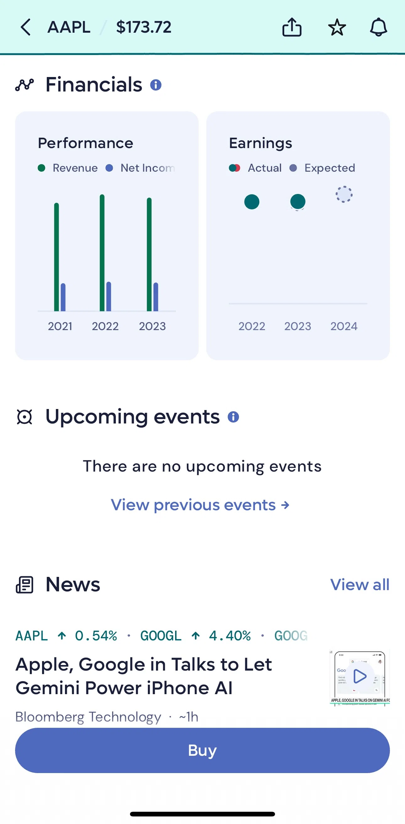 Lightyear Screen screen in the View stock performance flow