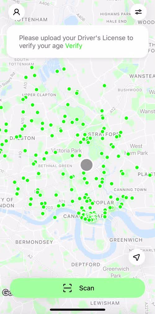 Lime Browse map screen in the Creating Promo Codes flow