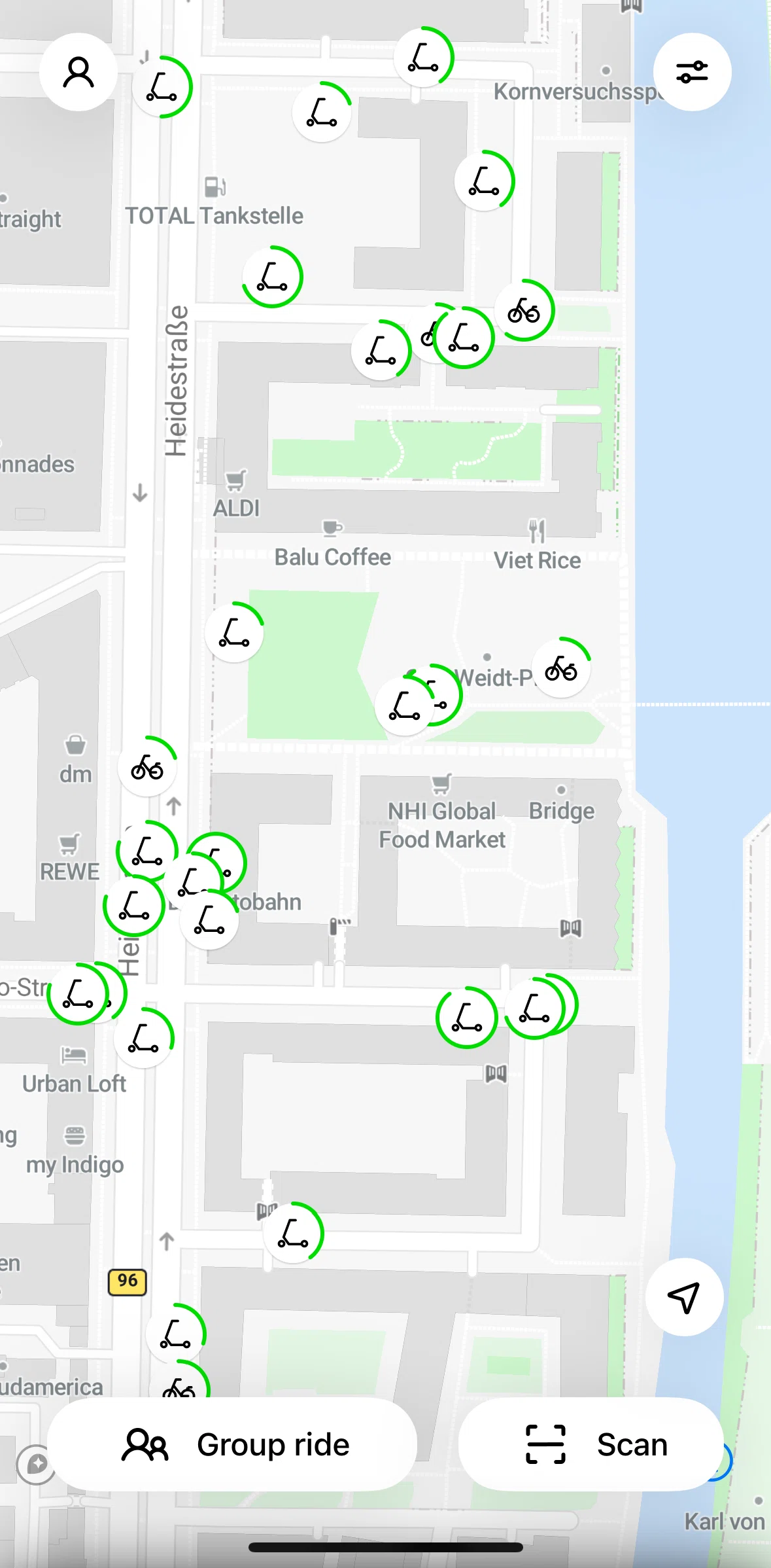 Lime Screen screen in the Starting a group ride (home) flow