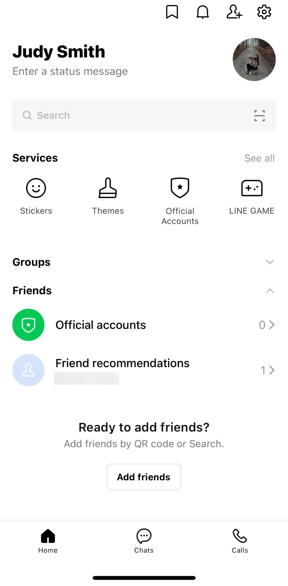 LINE Screen screen in the Calls flow