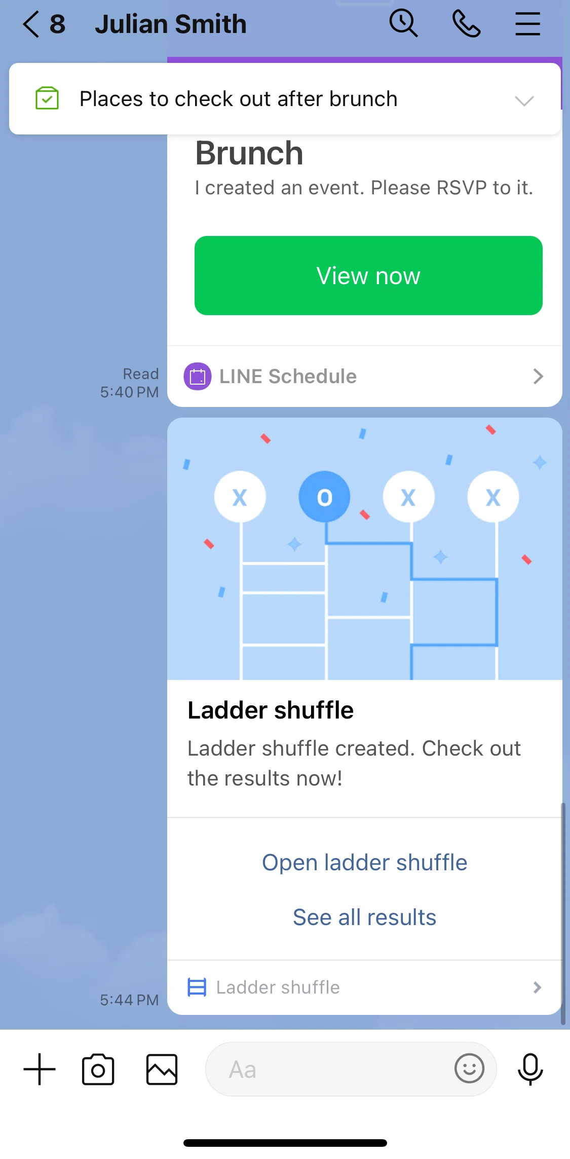 LINE Screen screen in the Camera options flow