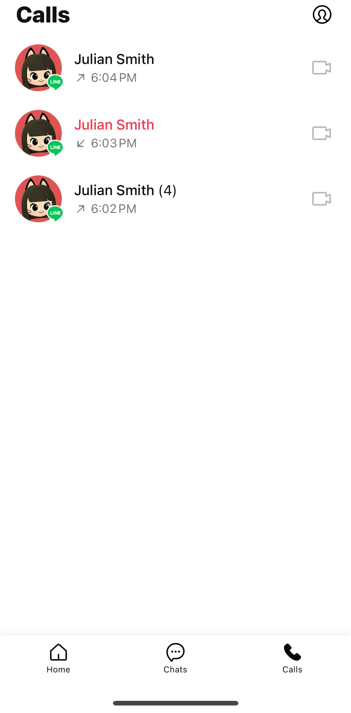LINE Screen screen in the Contacts flow