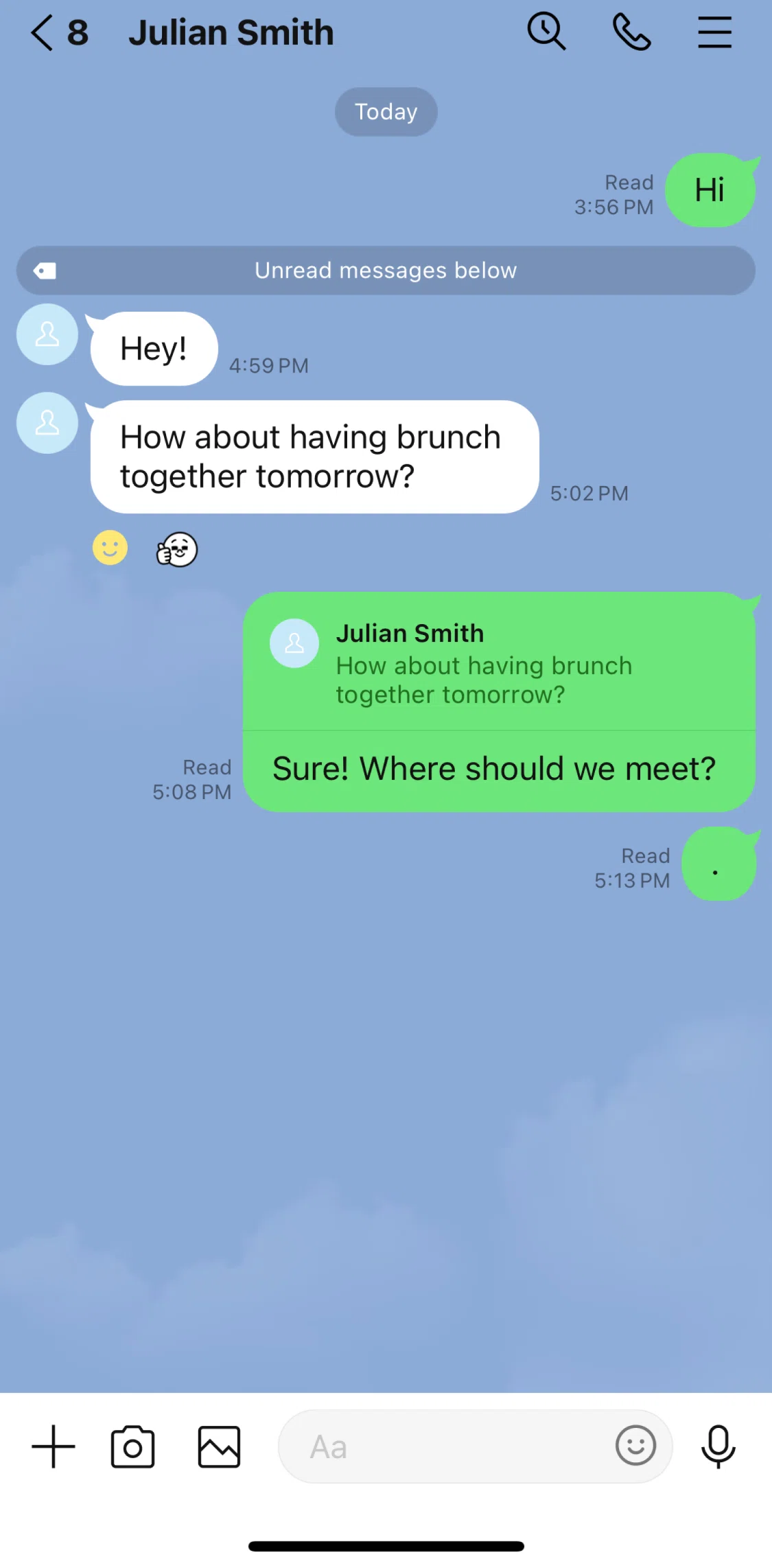 LINE Screen screen in the Deleting a message flow