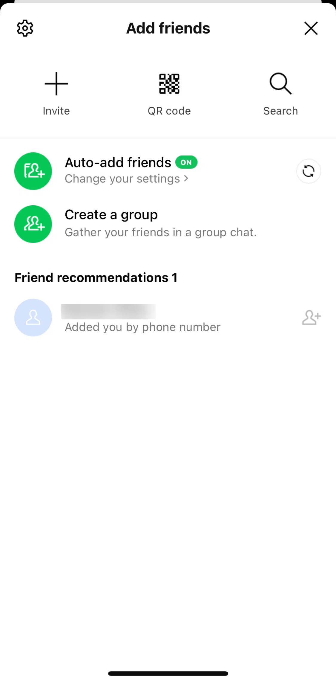 LINE Screen screen in the Inviting friends flow