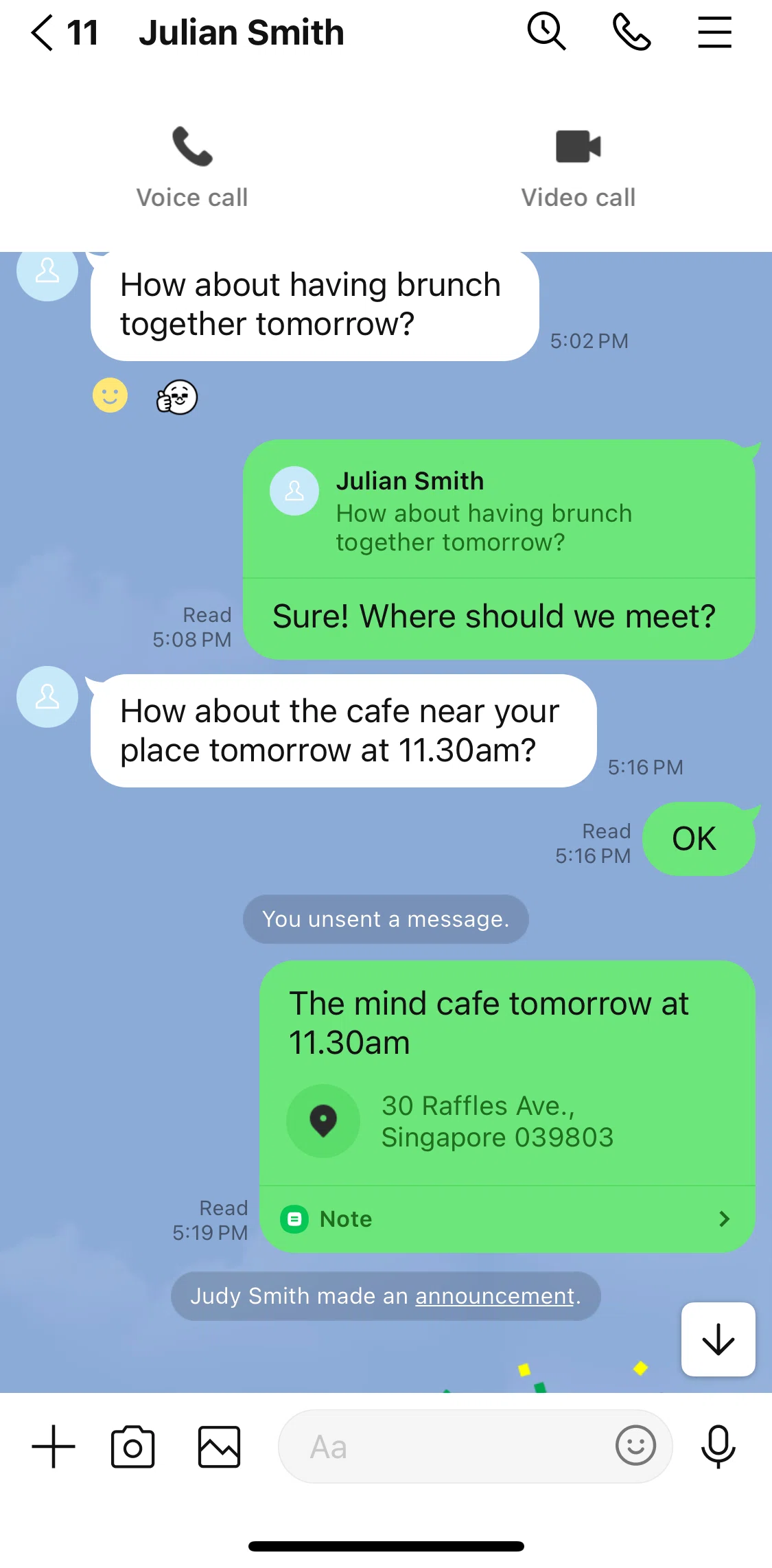 LINE Screen screen in the Making a video call flow