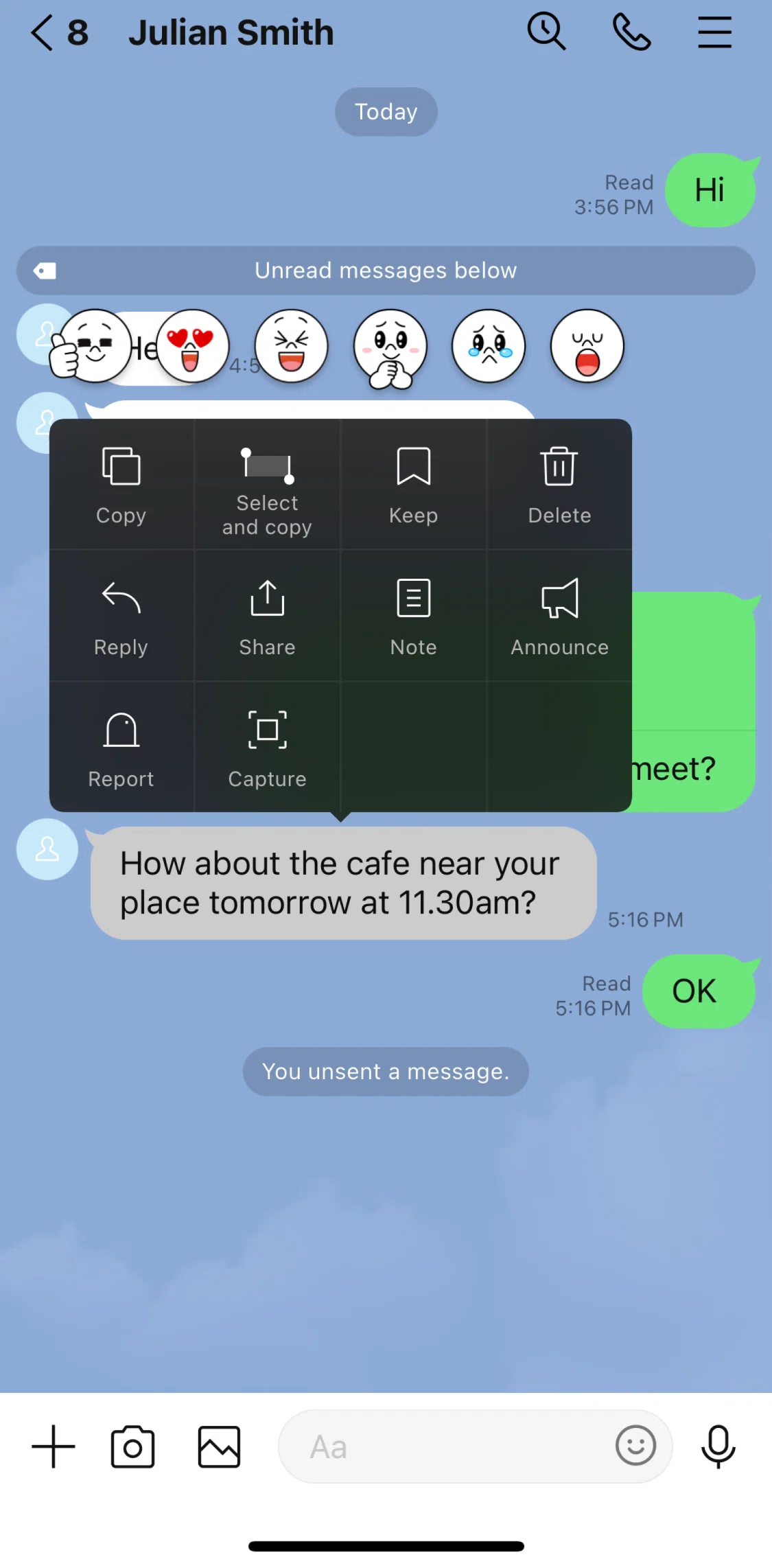 LINE Screen screen in the Saving text in Keep flow